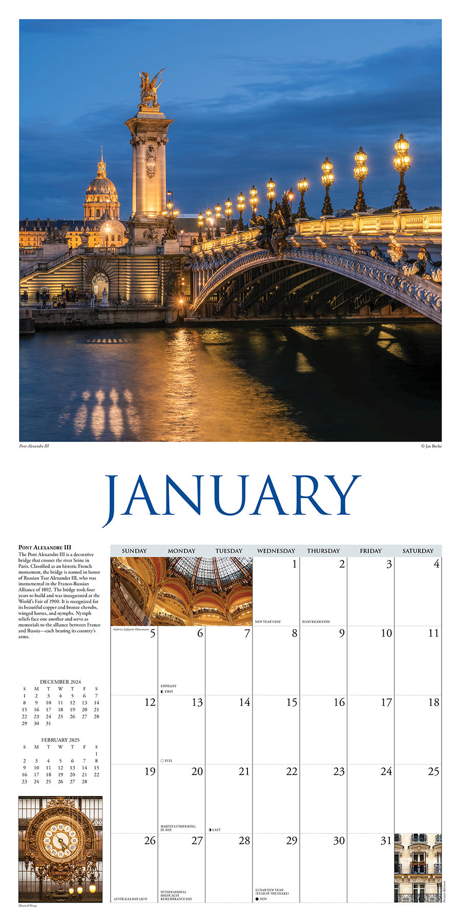 2025 A Walk in Paris - Square Wall Calendar