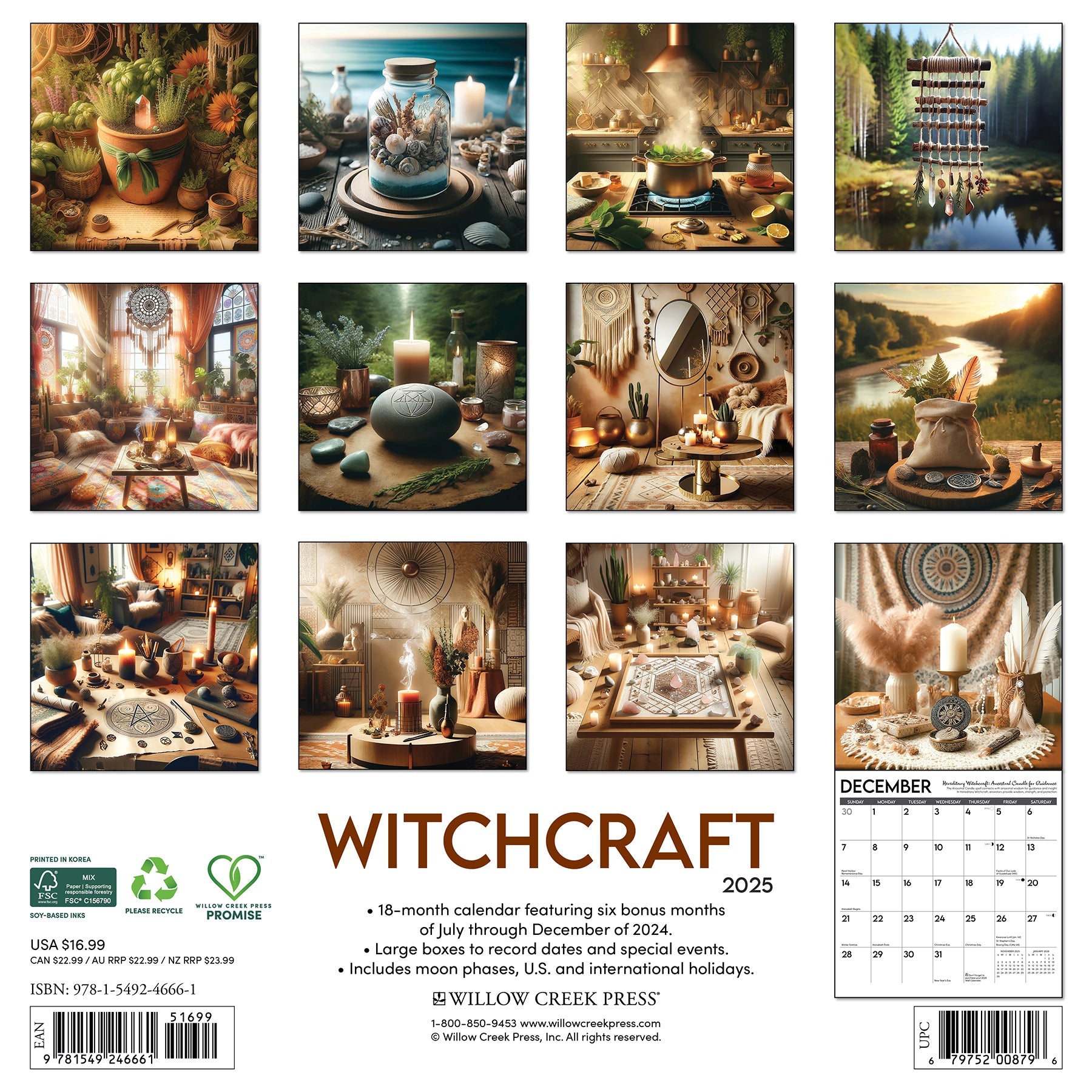 2025 Witchcraft-There's Magic in All of Us - Square Wall Calendar