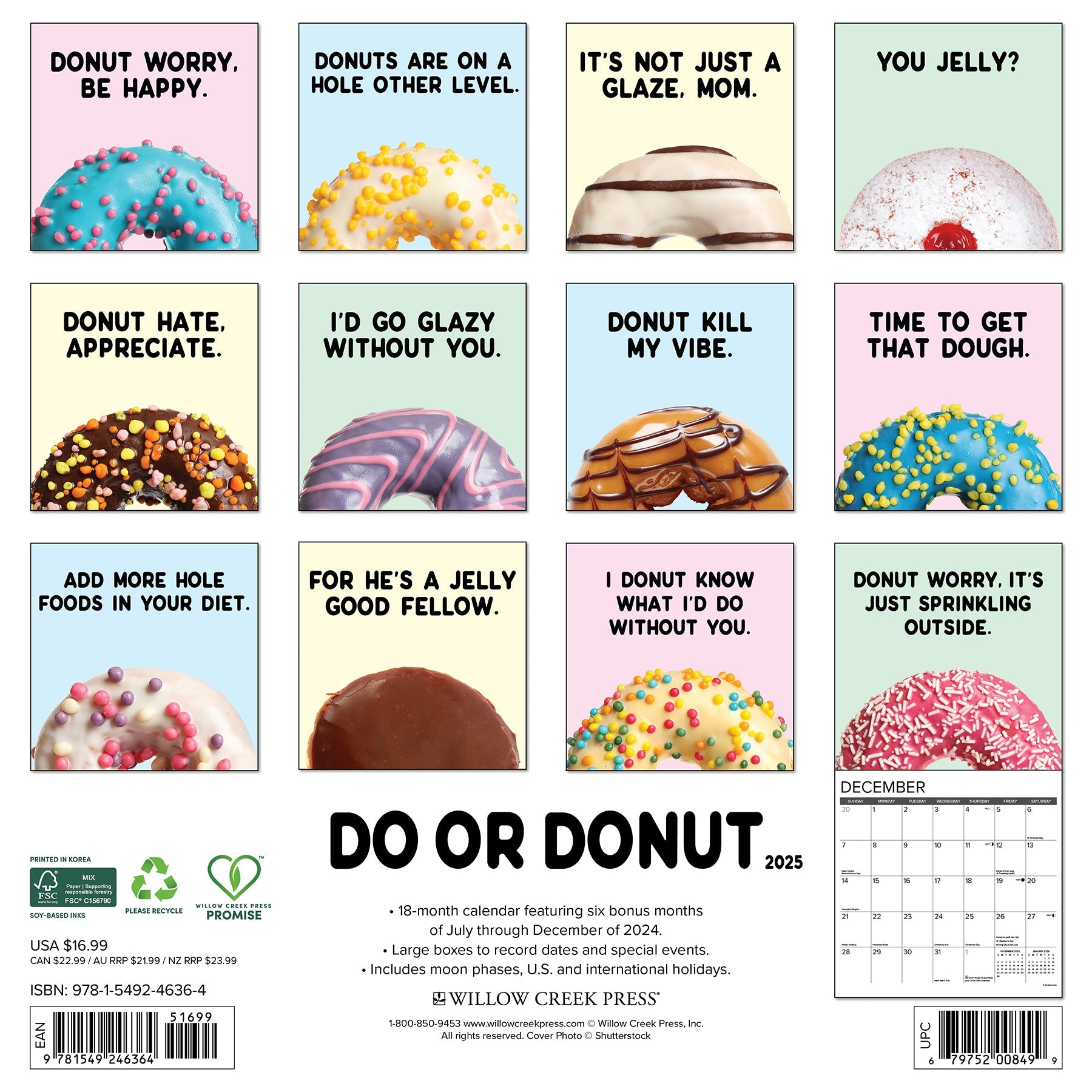 2025 Do or Donut - Square Wall Calendar