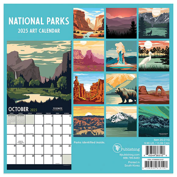 2025 National Parks-Art - Mini Wall Calendar