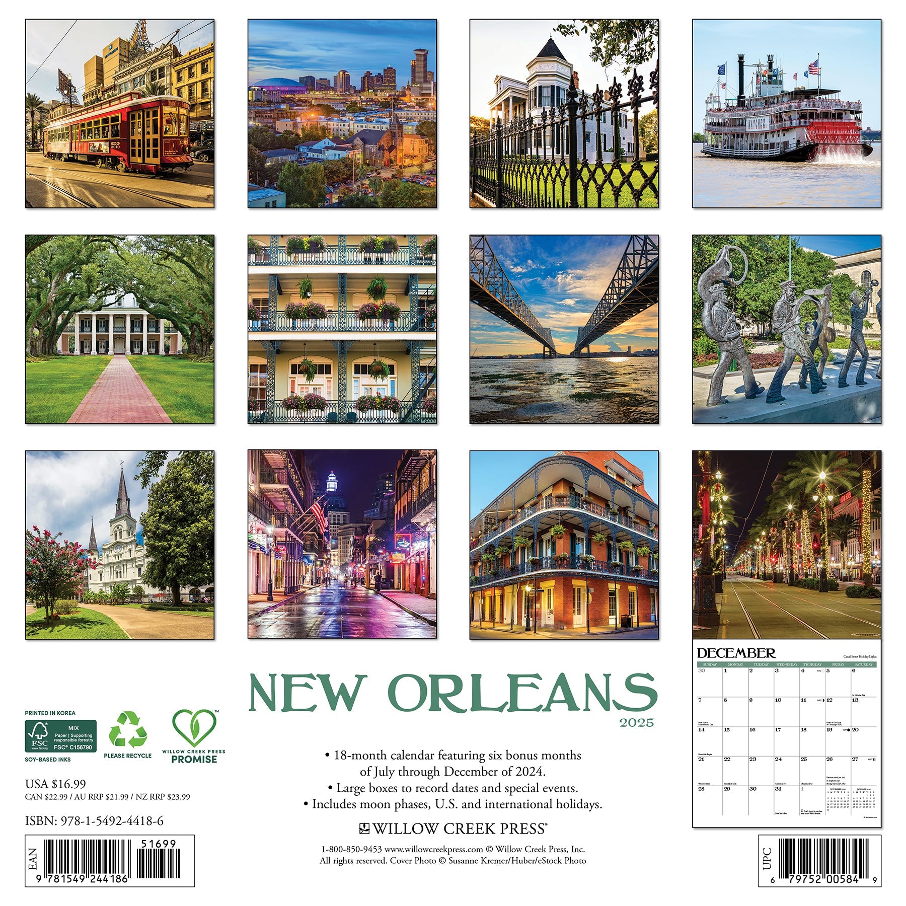 2025 New Orleans - Square Wall Calendar