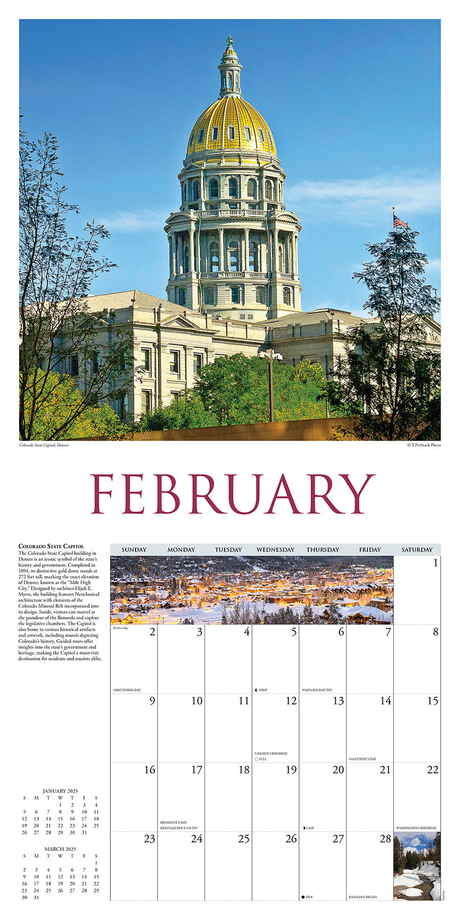 2025 Colorado - Square Wall Calendar