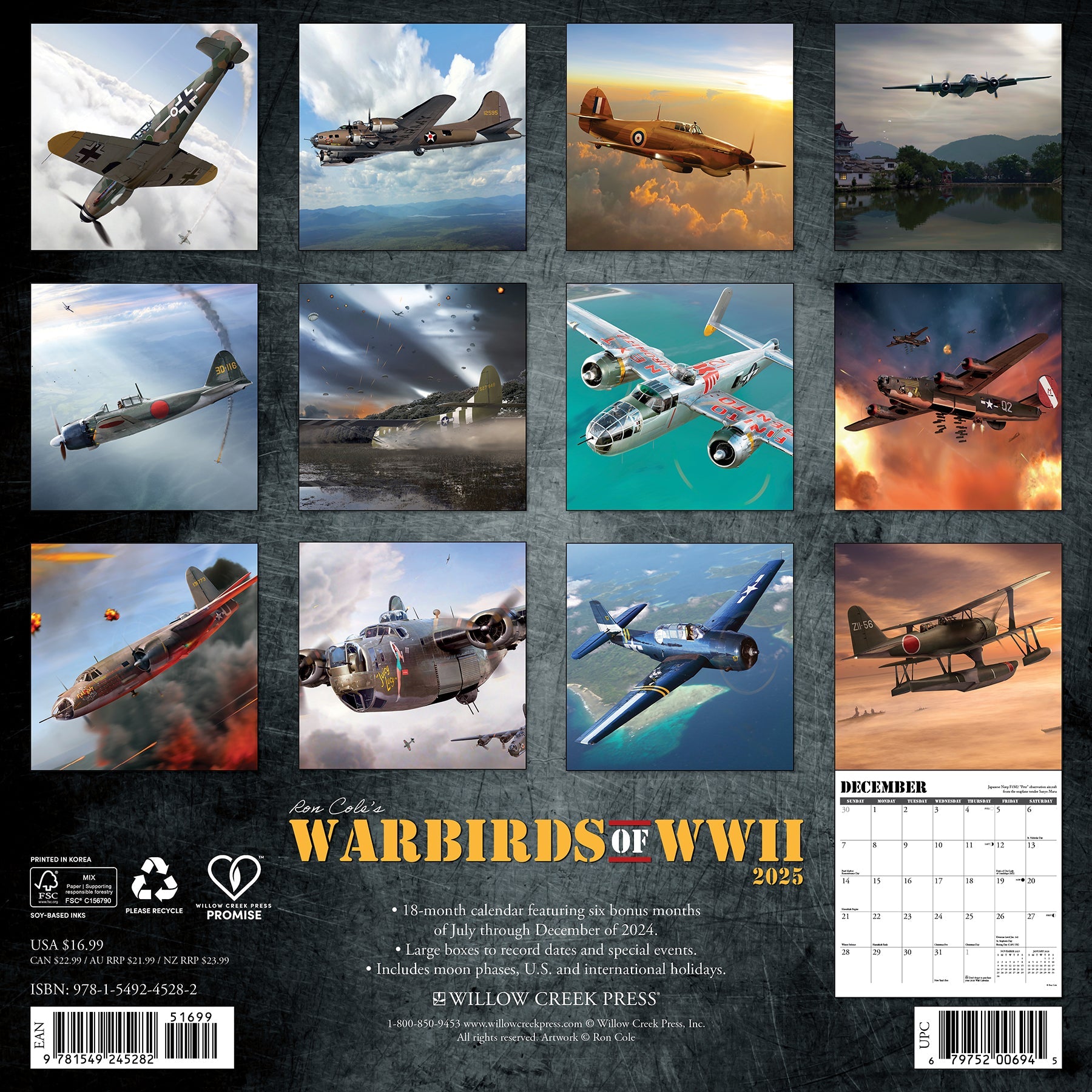 2025 Warbirds of WWII - Square Wall Calendar