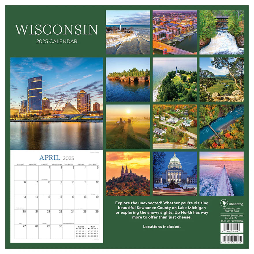 2025 Wisconsin - Square Wall Calendar