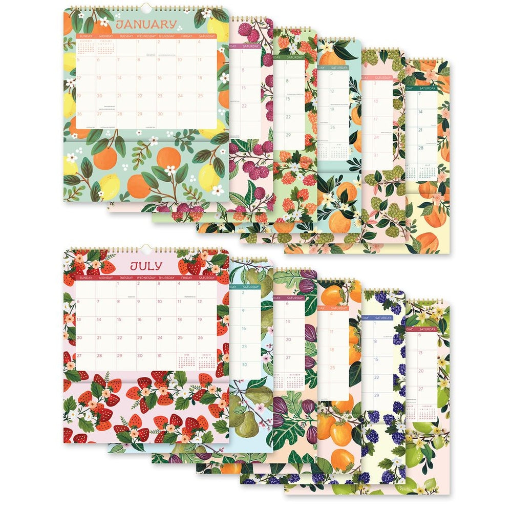 2025 Fruit & Flora Pockets Plus - Deluxe Wall Calendar by Orange Circle Studio