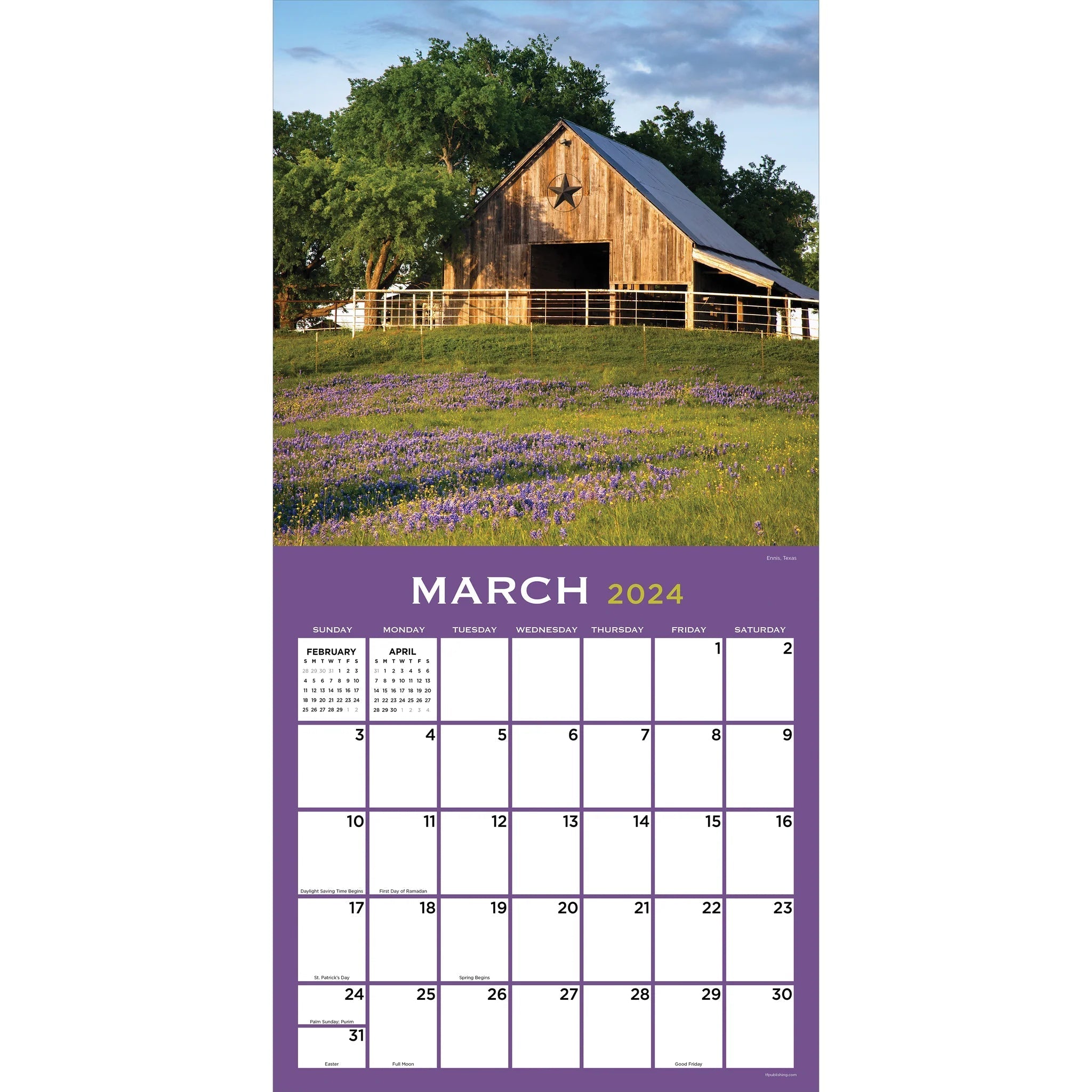2024 Barns - Square Wall Calendar