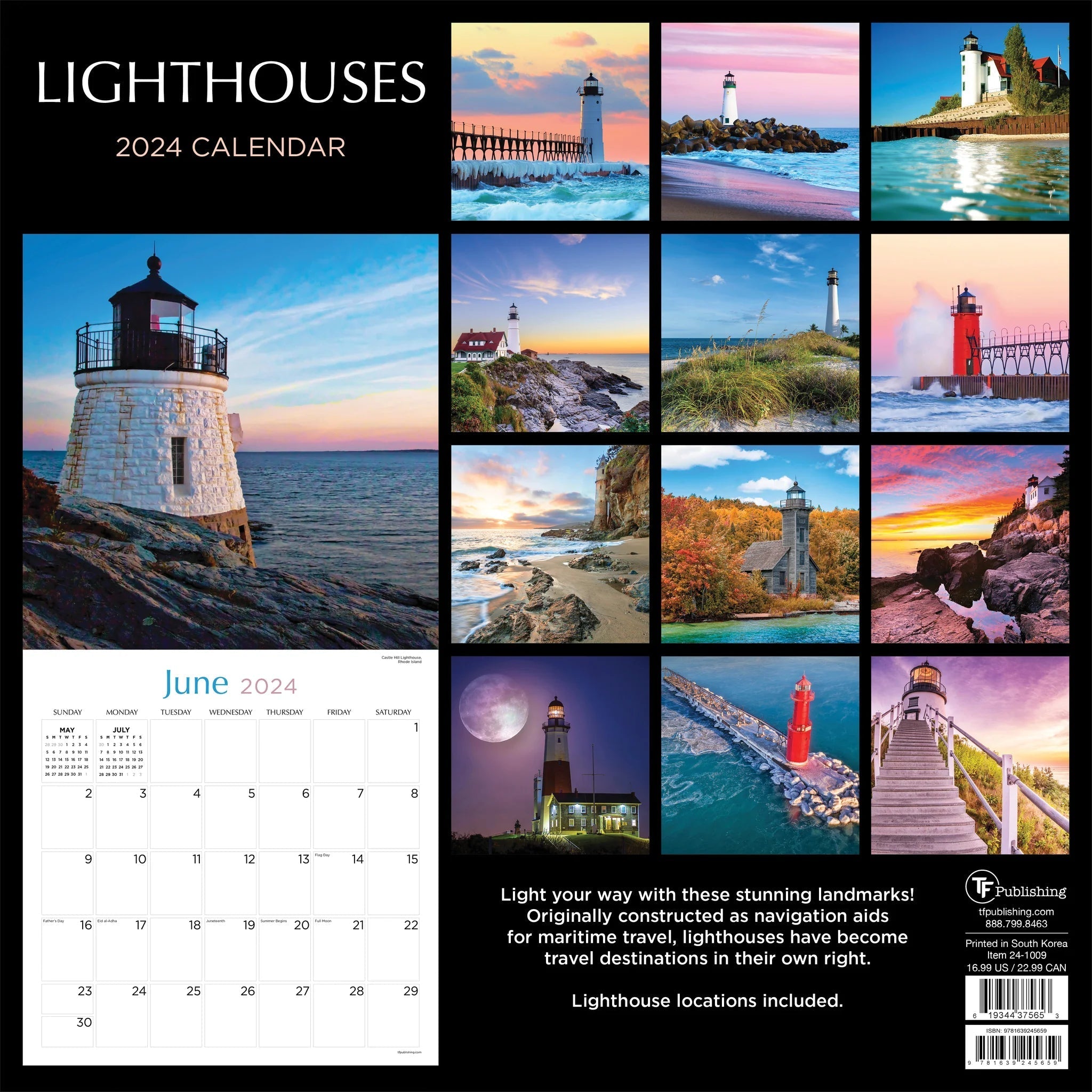 2024 Lighthouses (by TF Publishing) - Square Wall Calendar