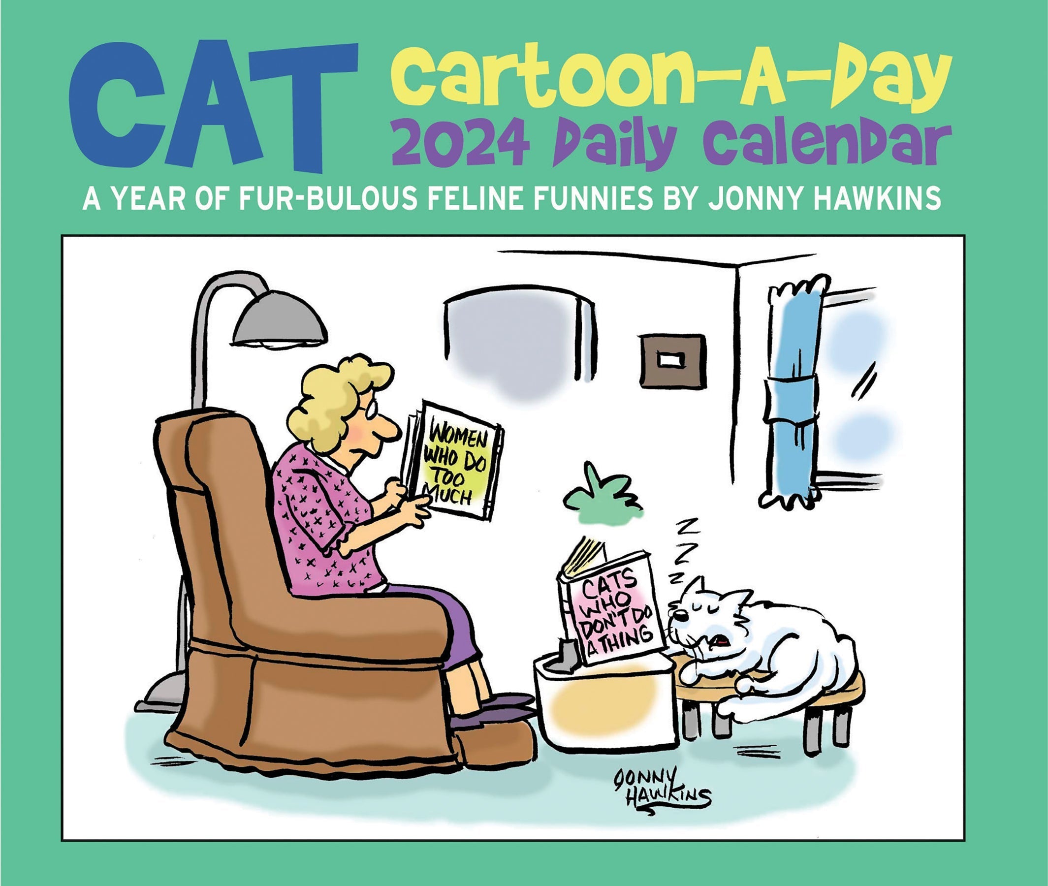 2024 Cat Cartoon-A-Day by Jonny Hawkins - Boxed Page A Day Calendar
