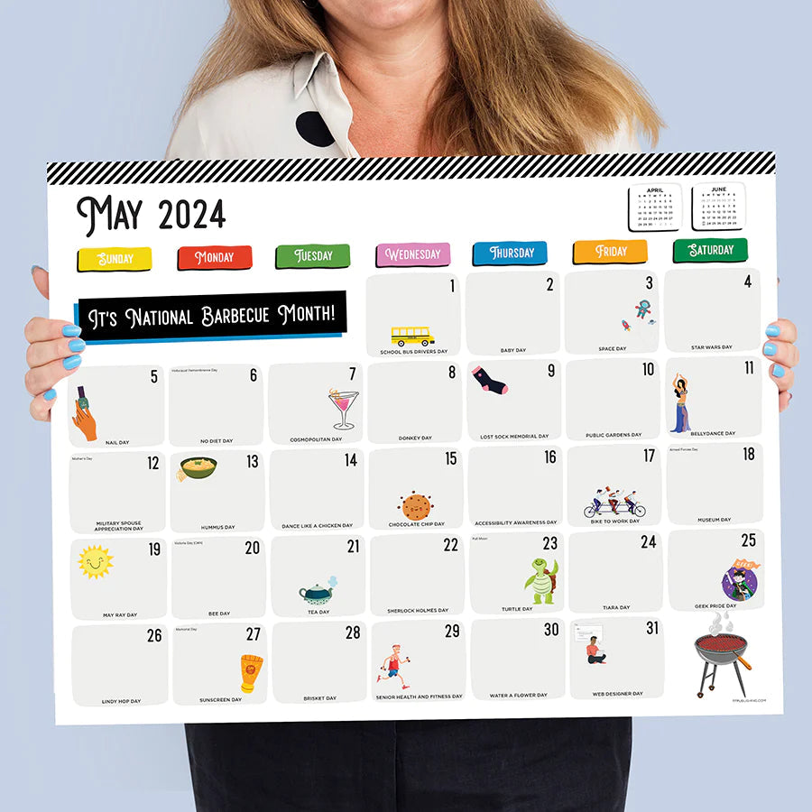 2024 Every Day's A Holiday - Large Monthly Desk Pad Blotter Calendar