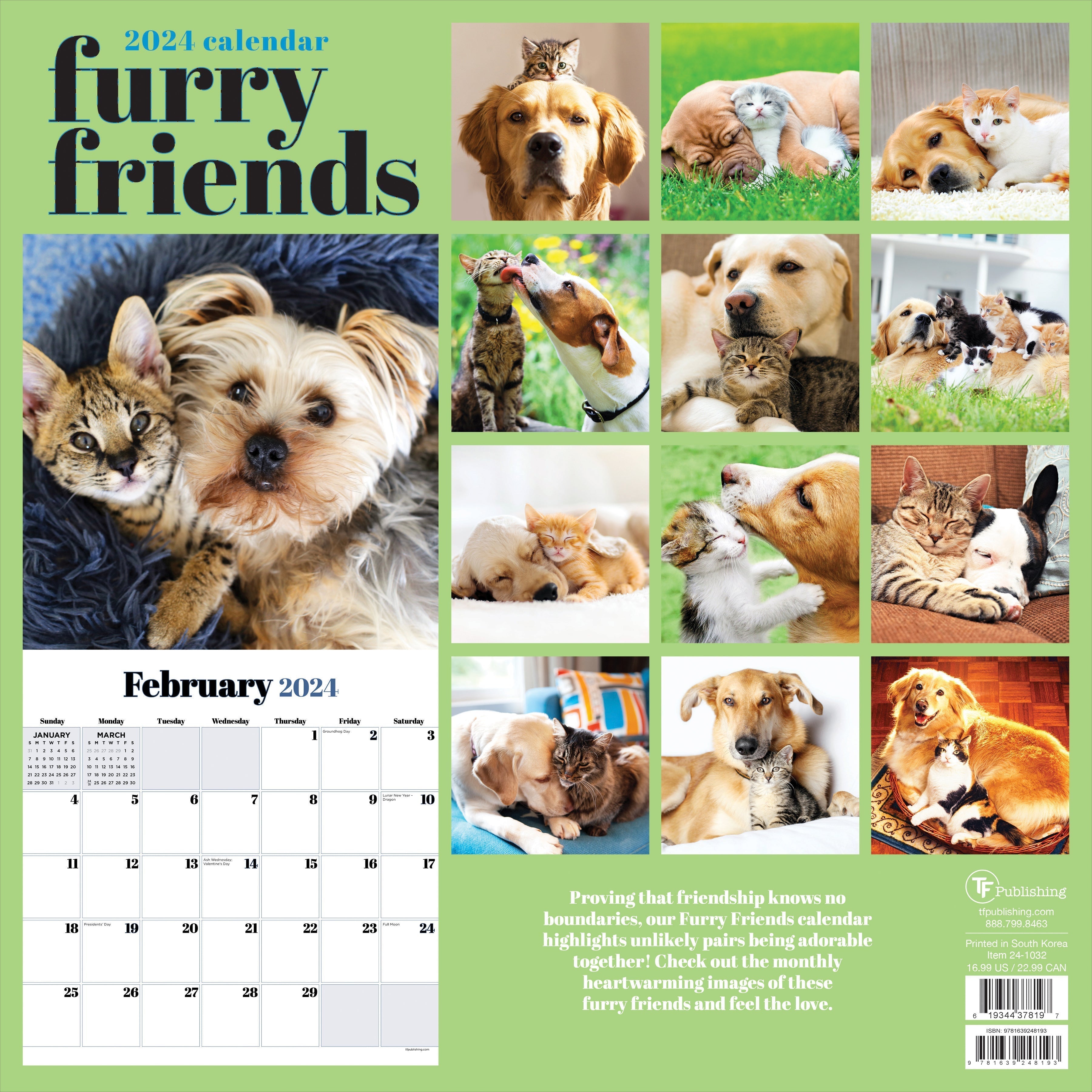 2024 Furry Friends - Square Wall Calendar