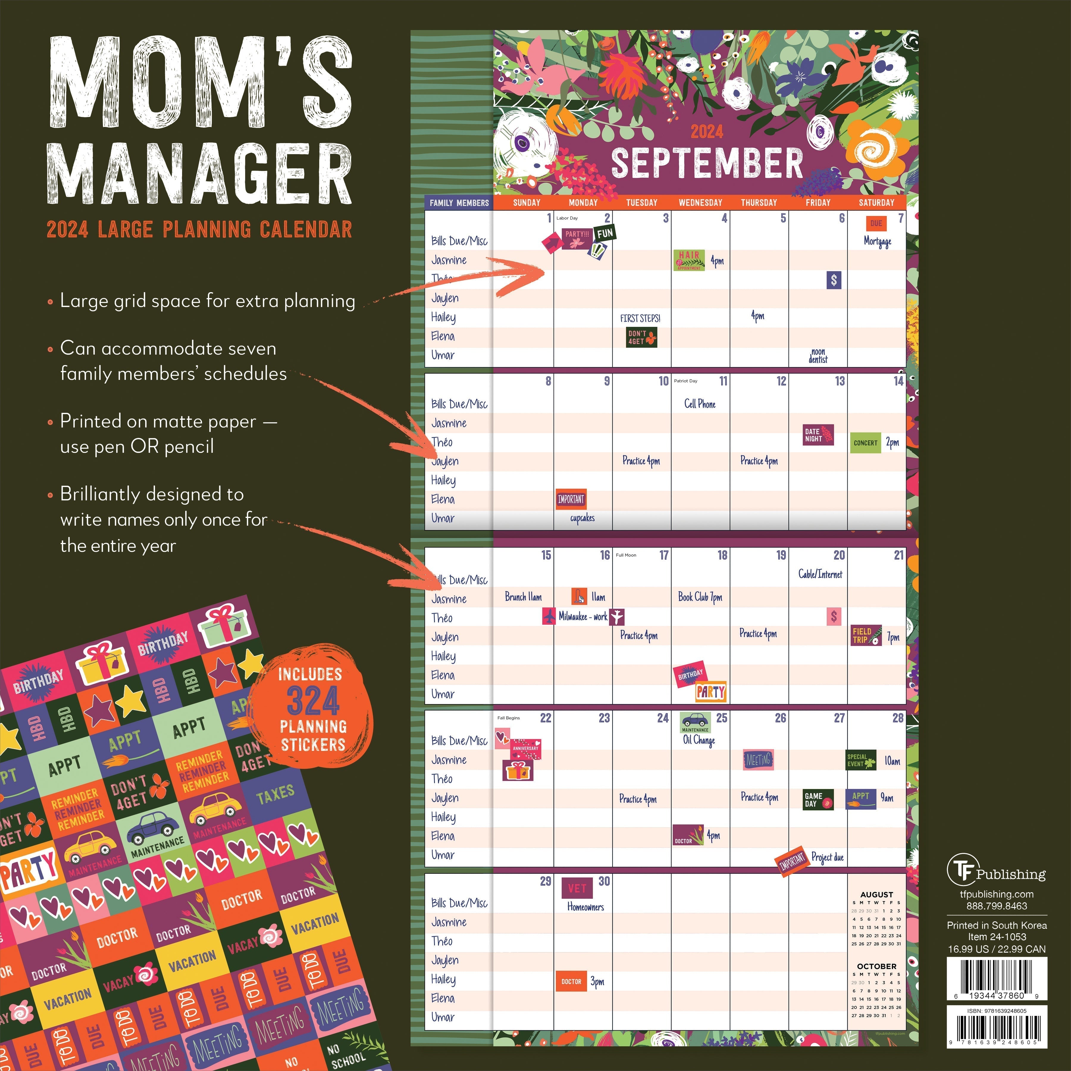 2024 Mom's Manager - Square Wall Calendar