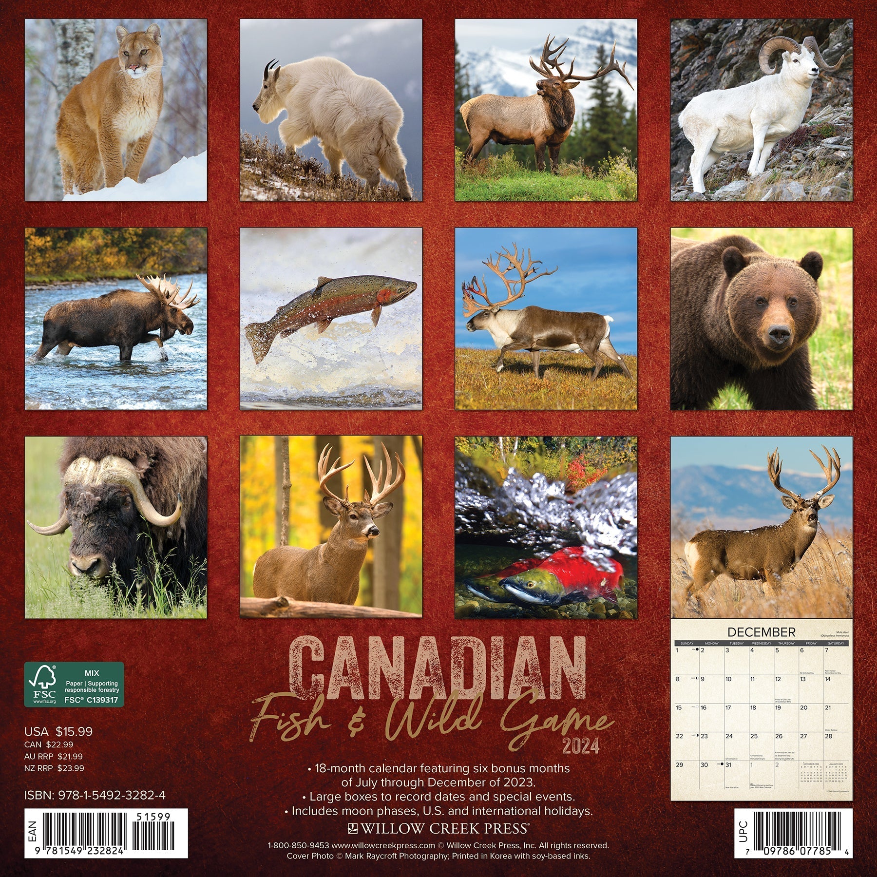 2024 Canadian Fish & Wild Game - Wall Calendar