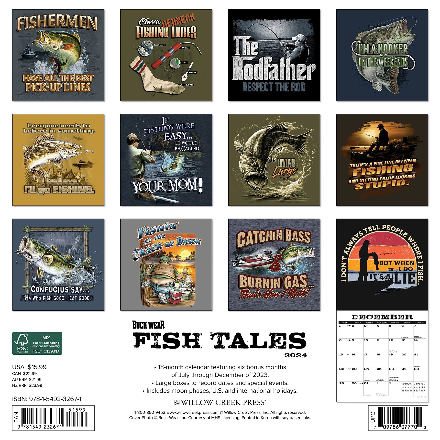 2024 Buck Wear's Fishing Tales - Wall Calendar