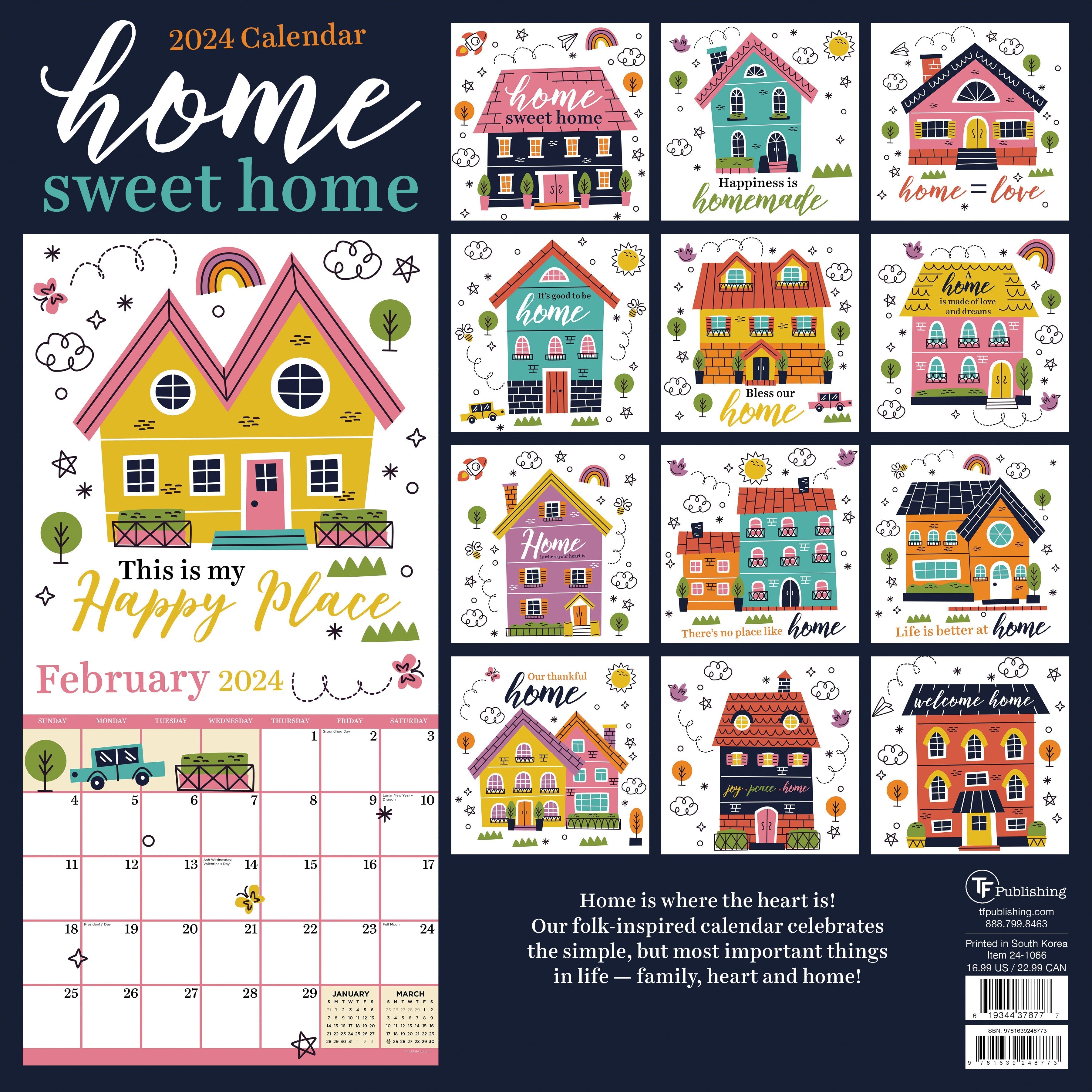 2024 Home Sweet Home Farm House - Square Wall Calendar