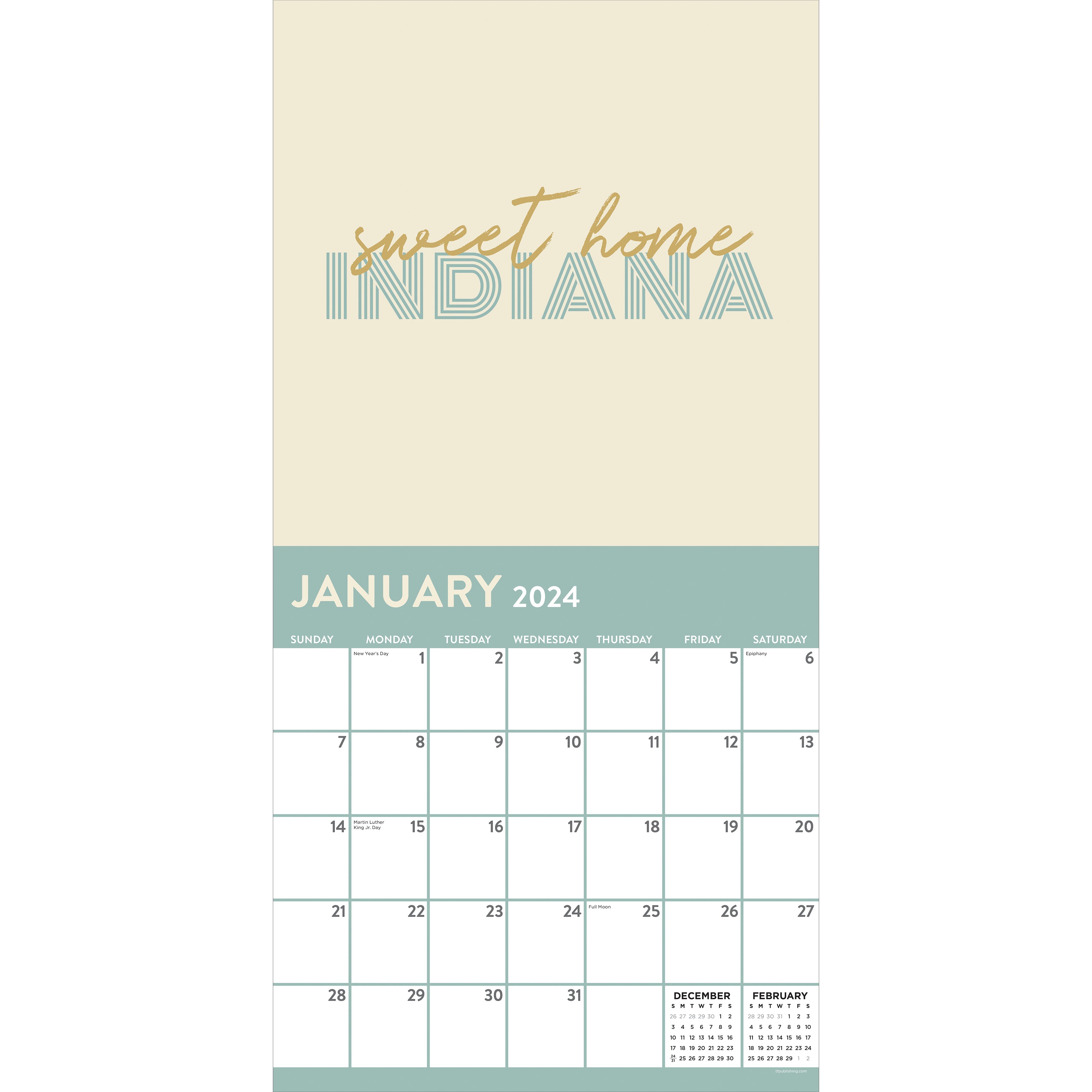 2024 Home: Indiana - Square Wall Calendar
