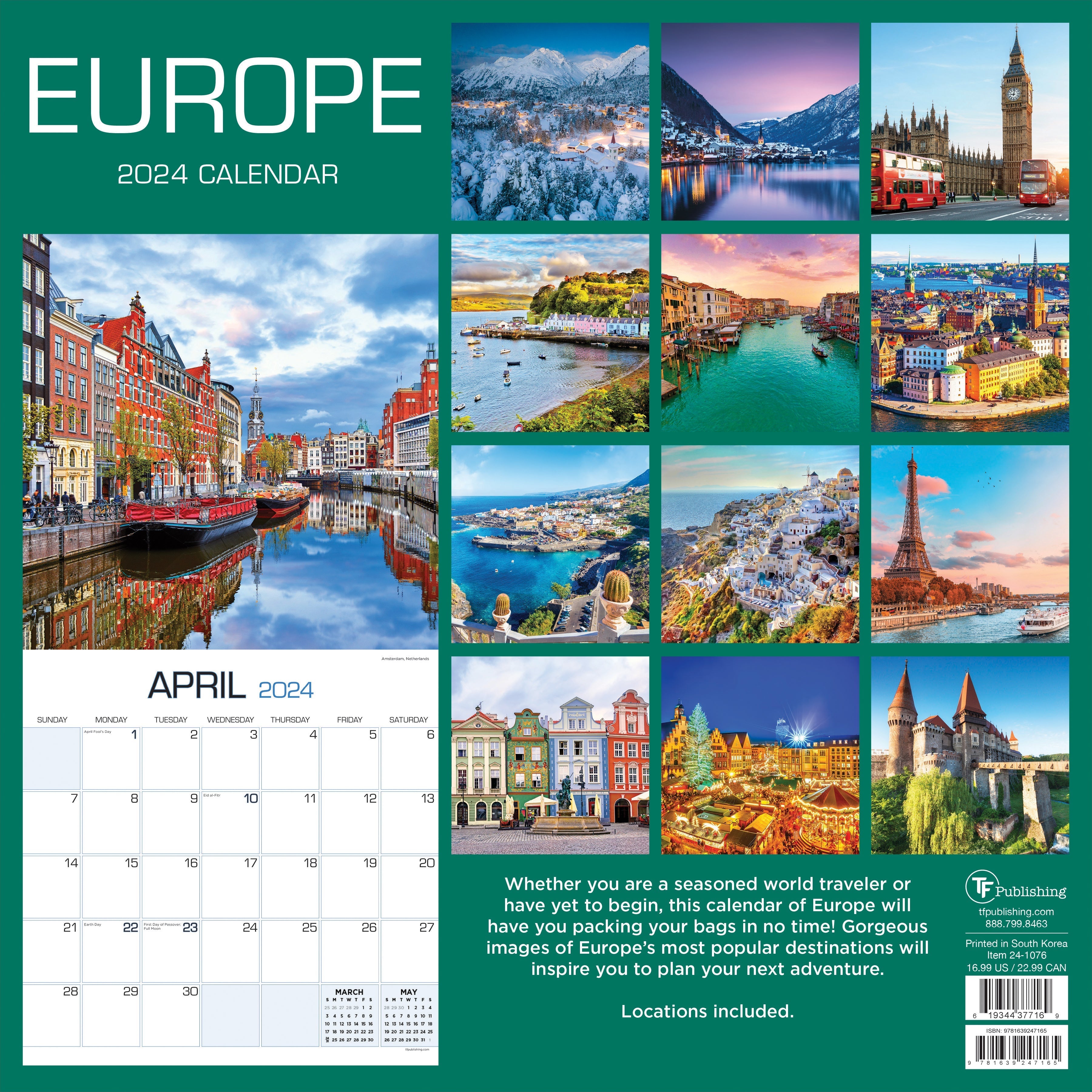 2024 Europe - Square Wall Calendar