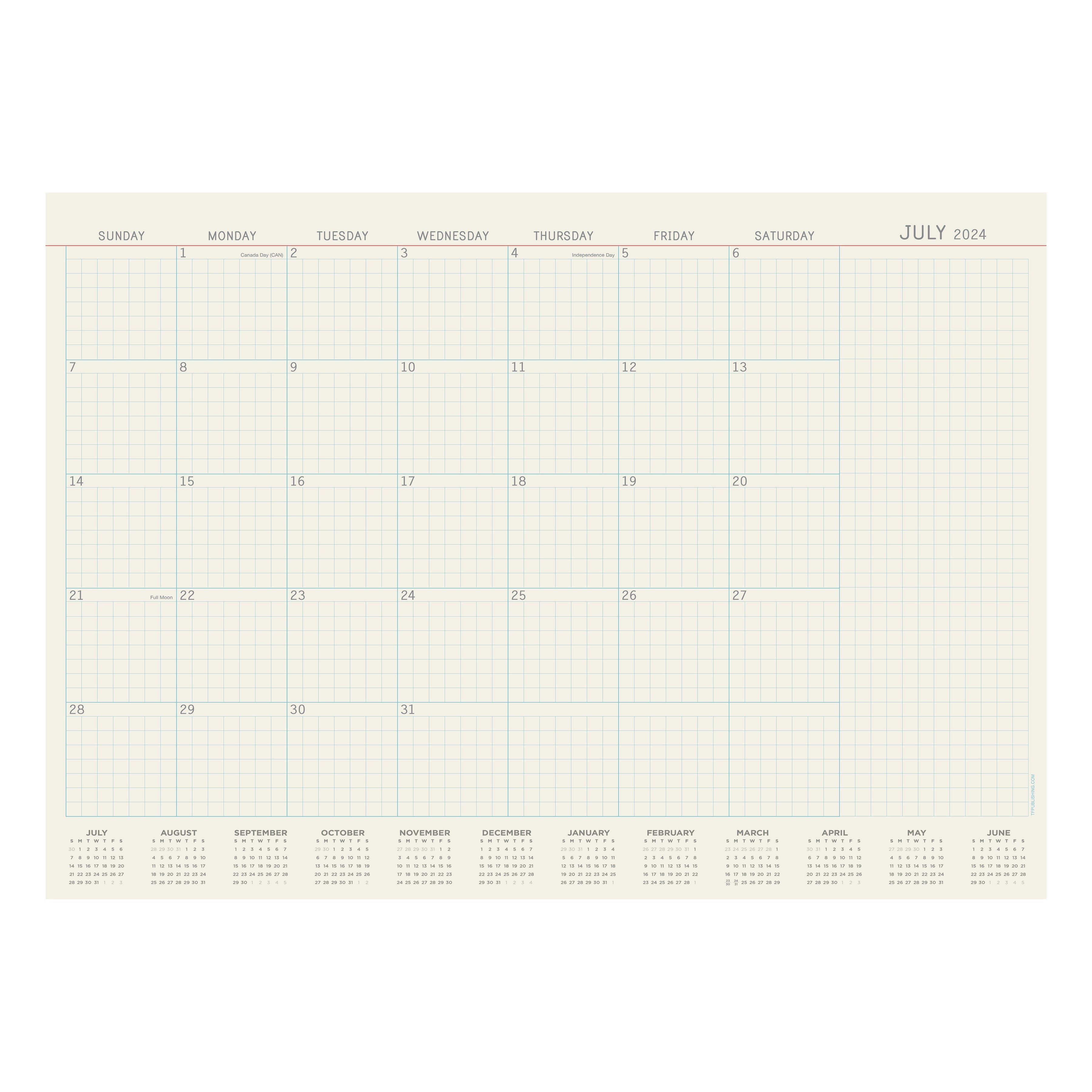 July 2024 - June 2025 Vintage Professional - Medium Monthly Desk Pad Blotter Academic Calendar