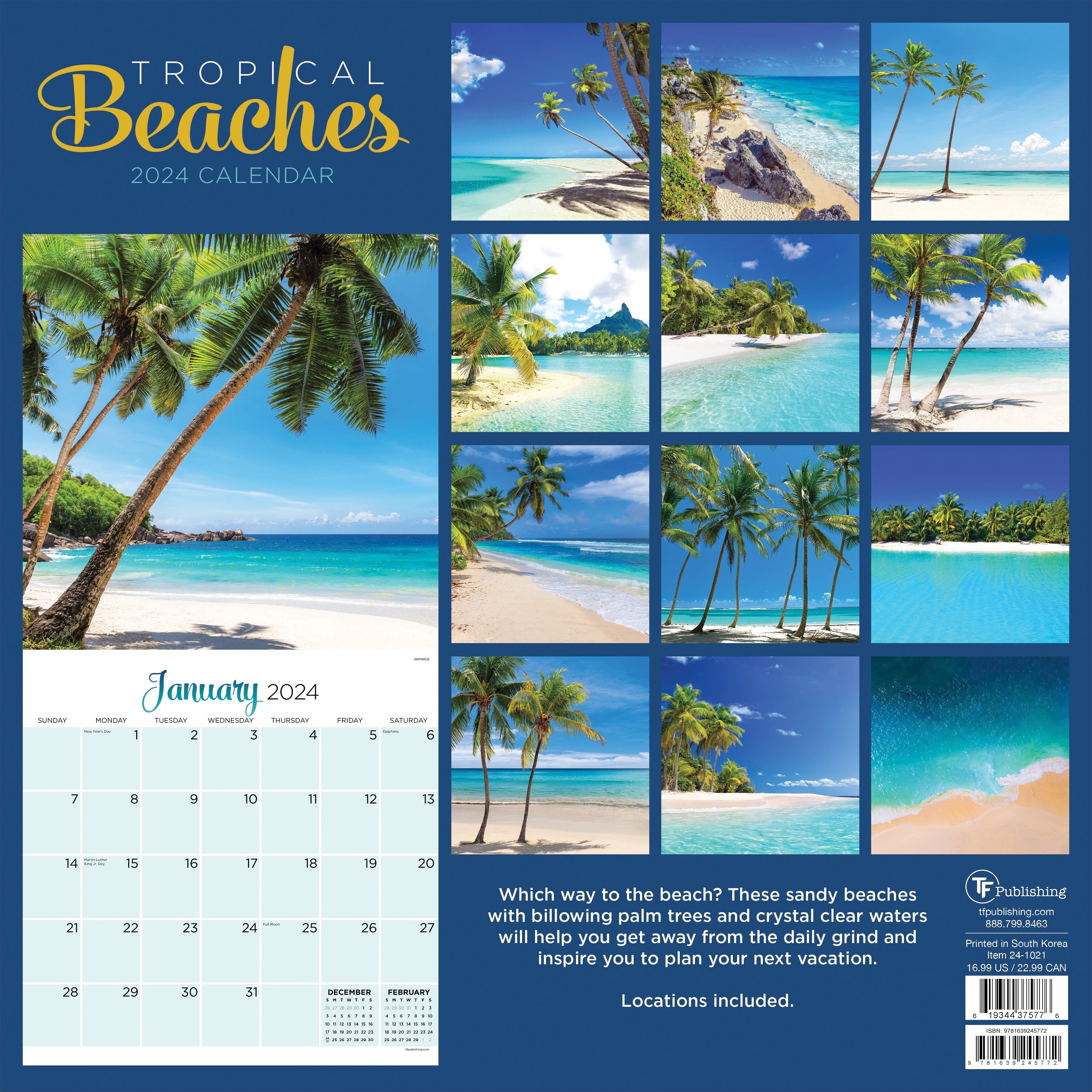 2024 Tropical Beaches - Square Wall Calendar