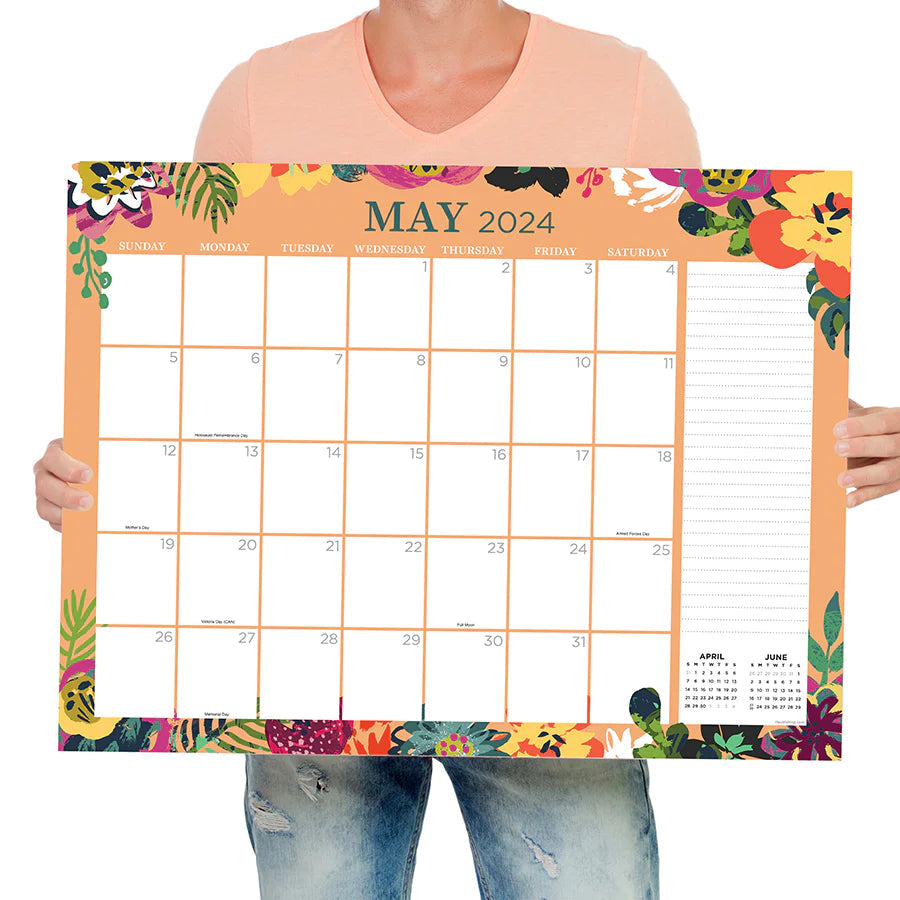 2024 Floral - Large Monthly Desk Pad Blotter Calendar