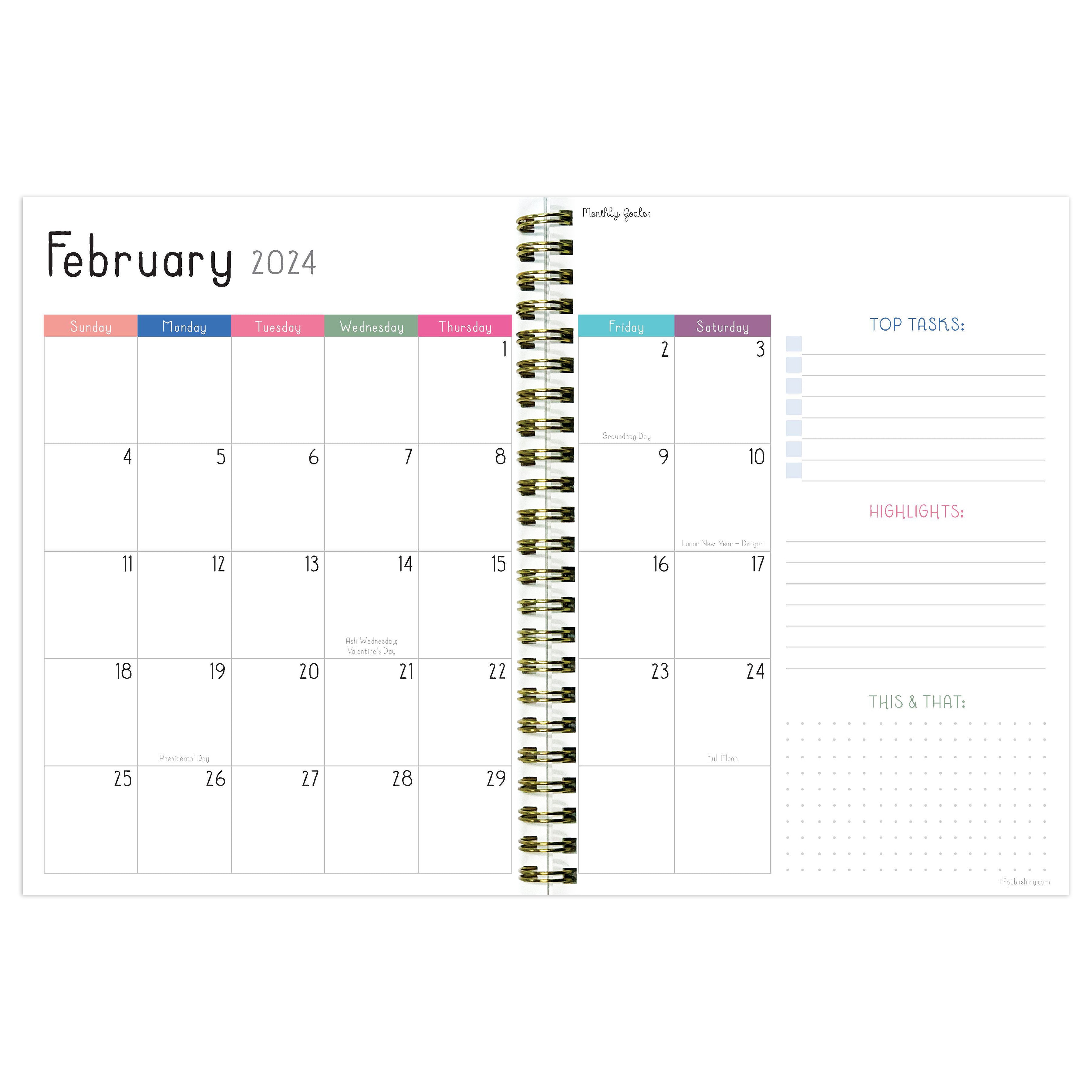 2024 Preppy in Pink - Medium Weekly, Monthly Diary/Planner