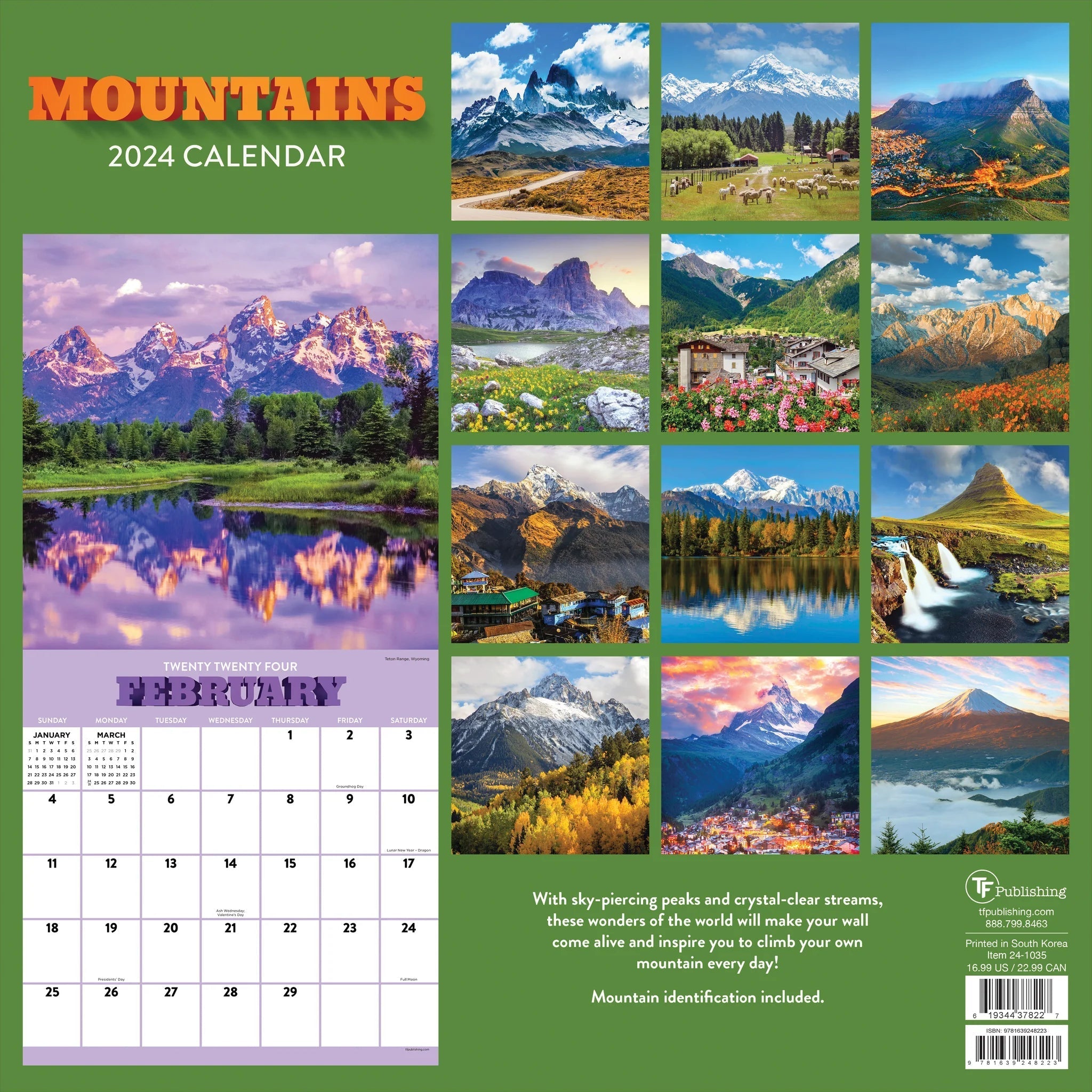 2024 Mountains - Square Wall Calendar
