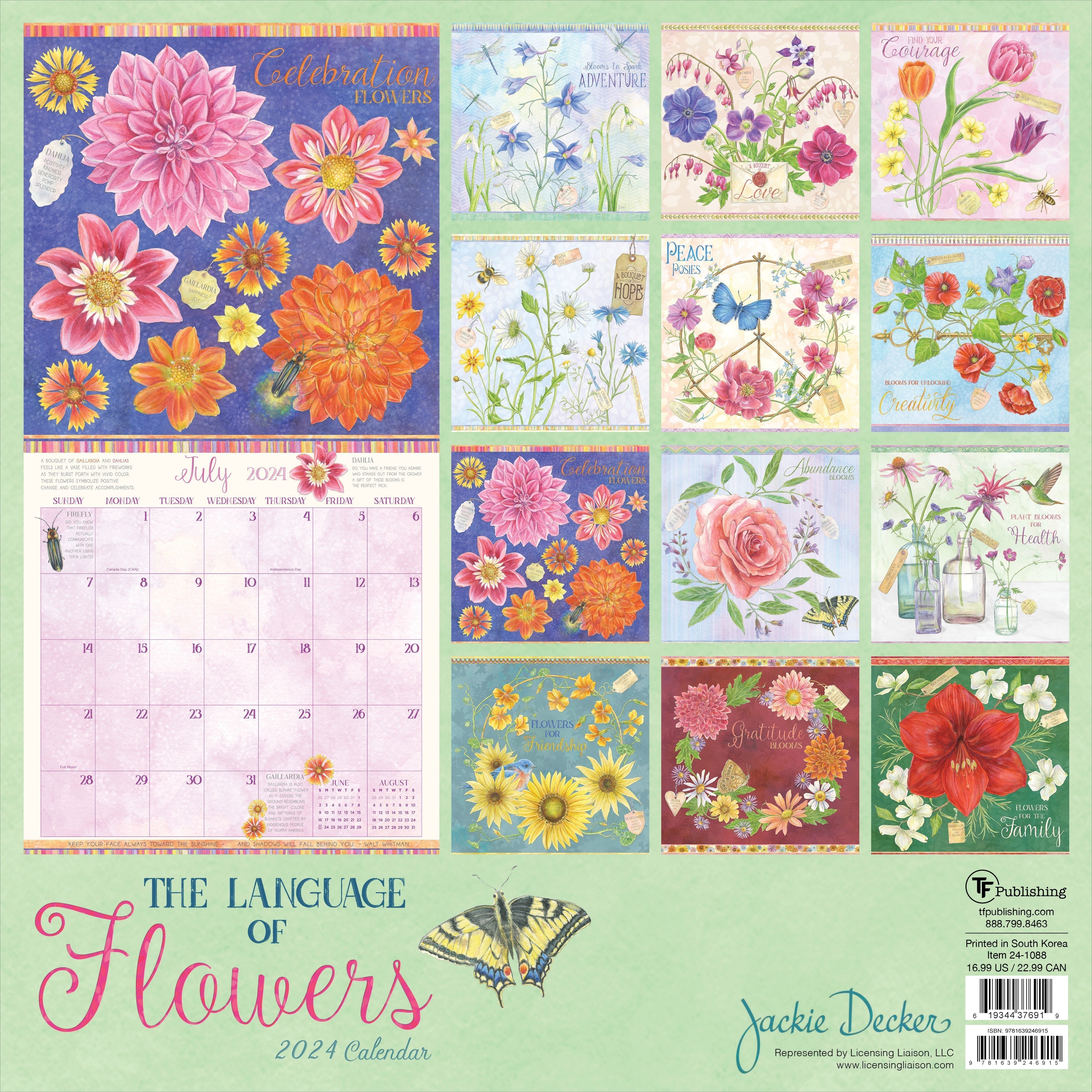 2024 The Language of Flowers - Square Wall Calendar