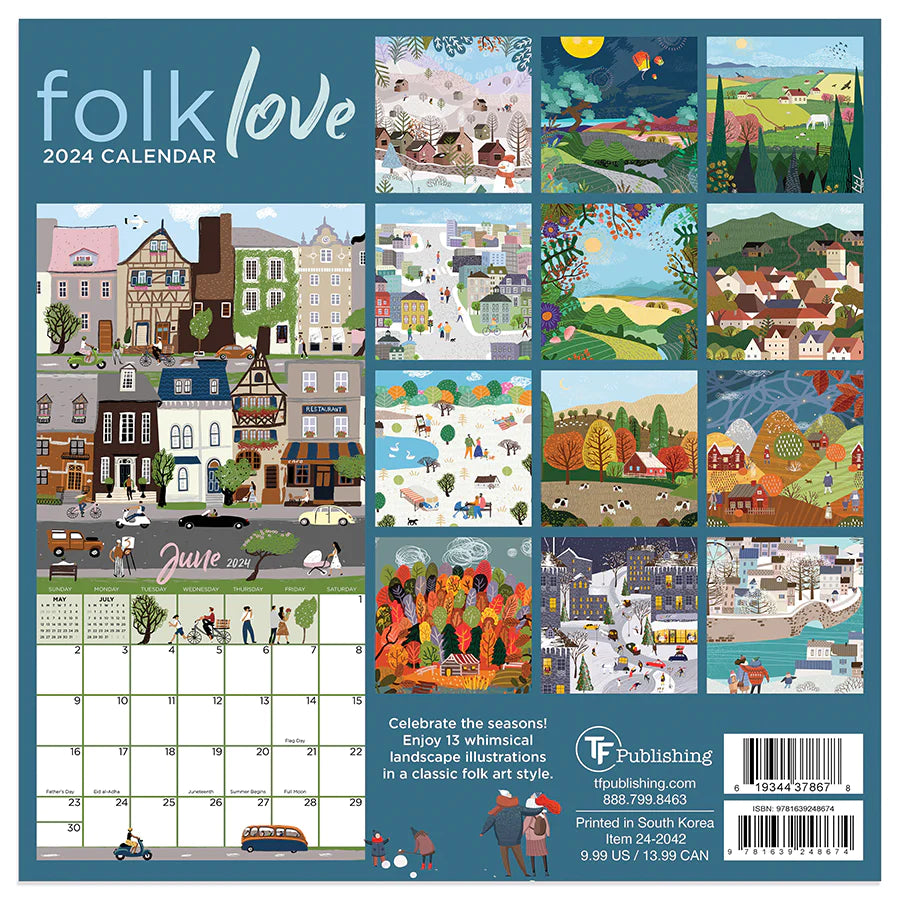 2024 Folk Love - Mini Wall Calendar