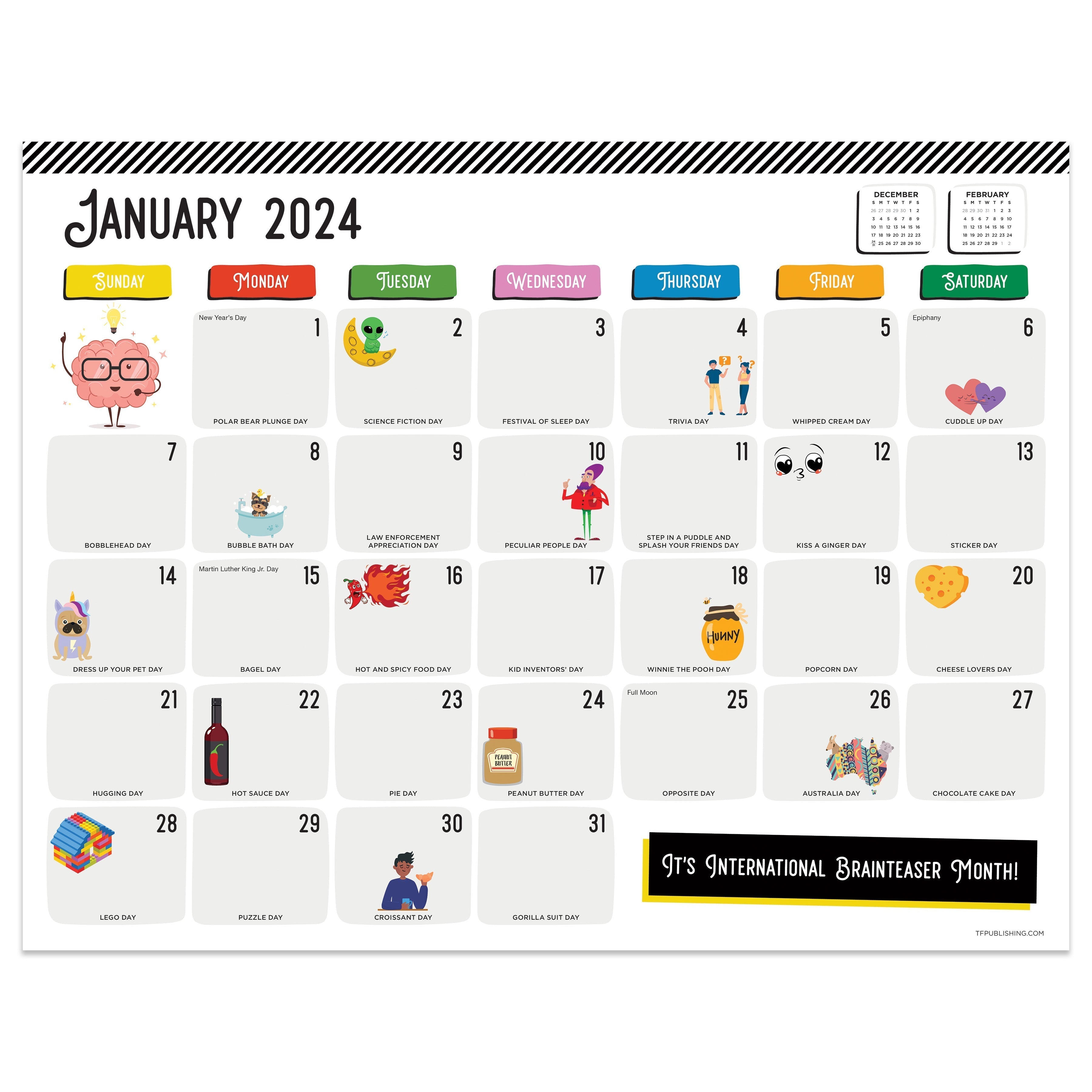2024 Every Day's A Holiday - Monthly Medium Desk Pad Blotter Calendar