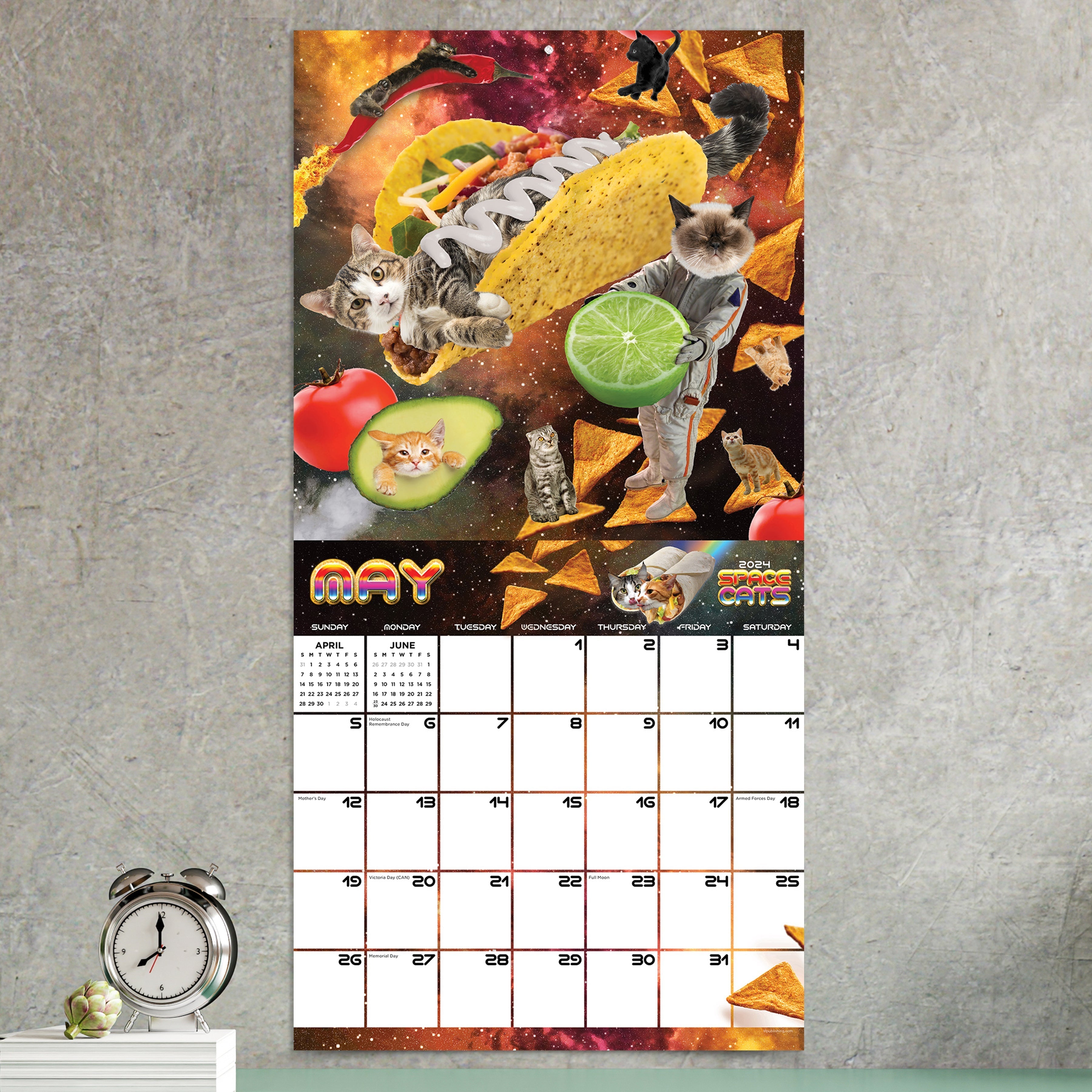 2024 Space Cats - Square Wall Calendar