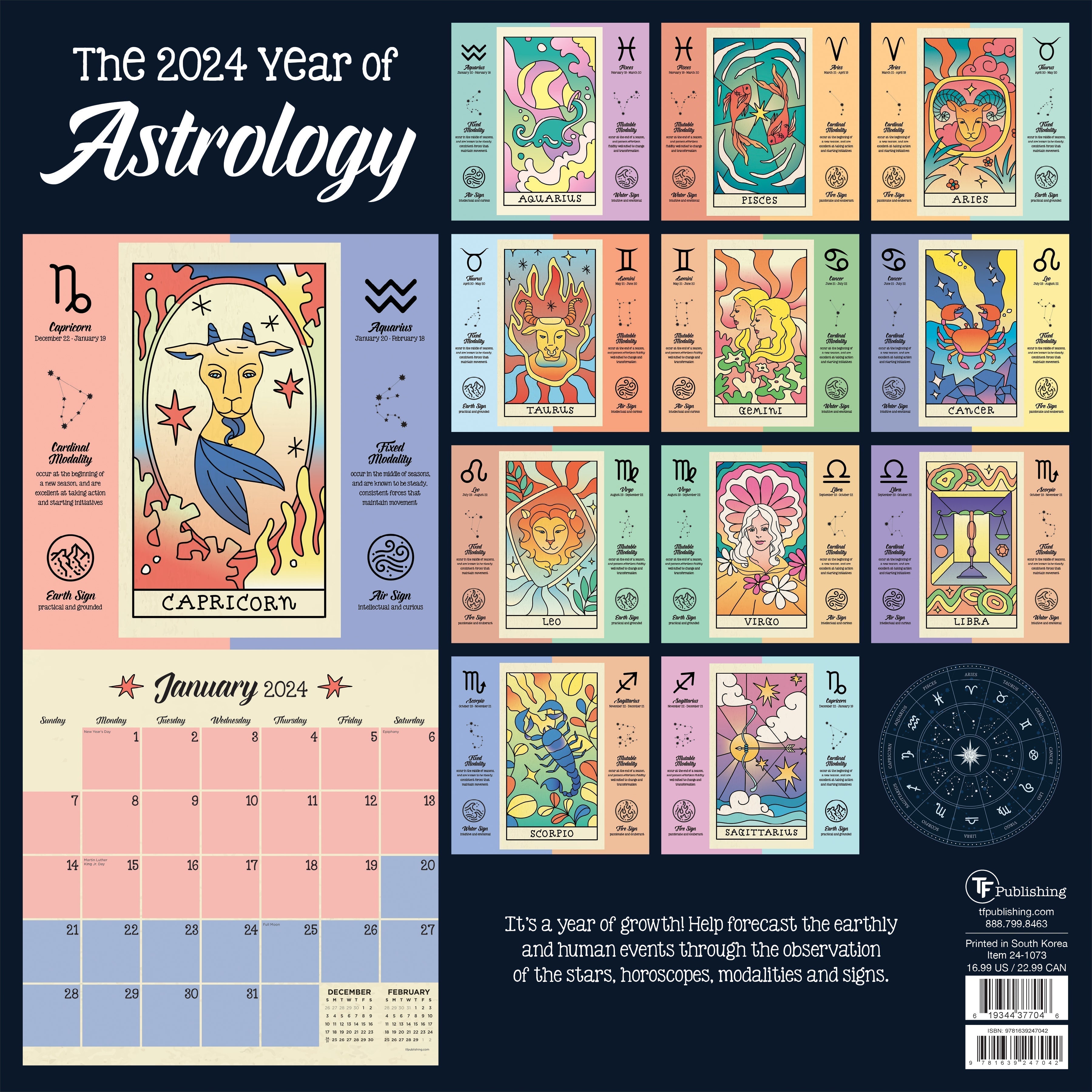 2024 Year of Astrology - Square Wall Calendar