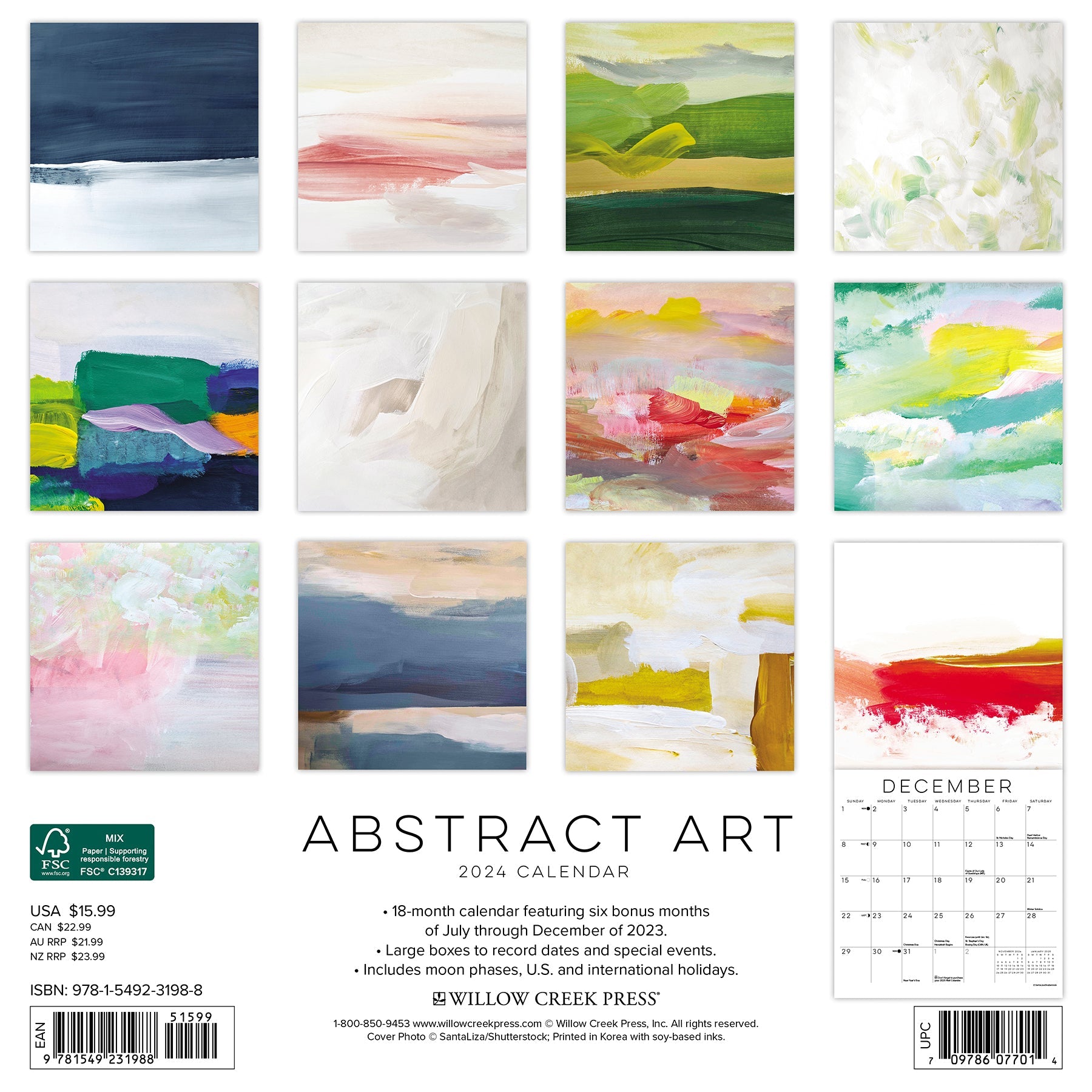2024 Abstract Art - Wall Calendar