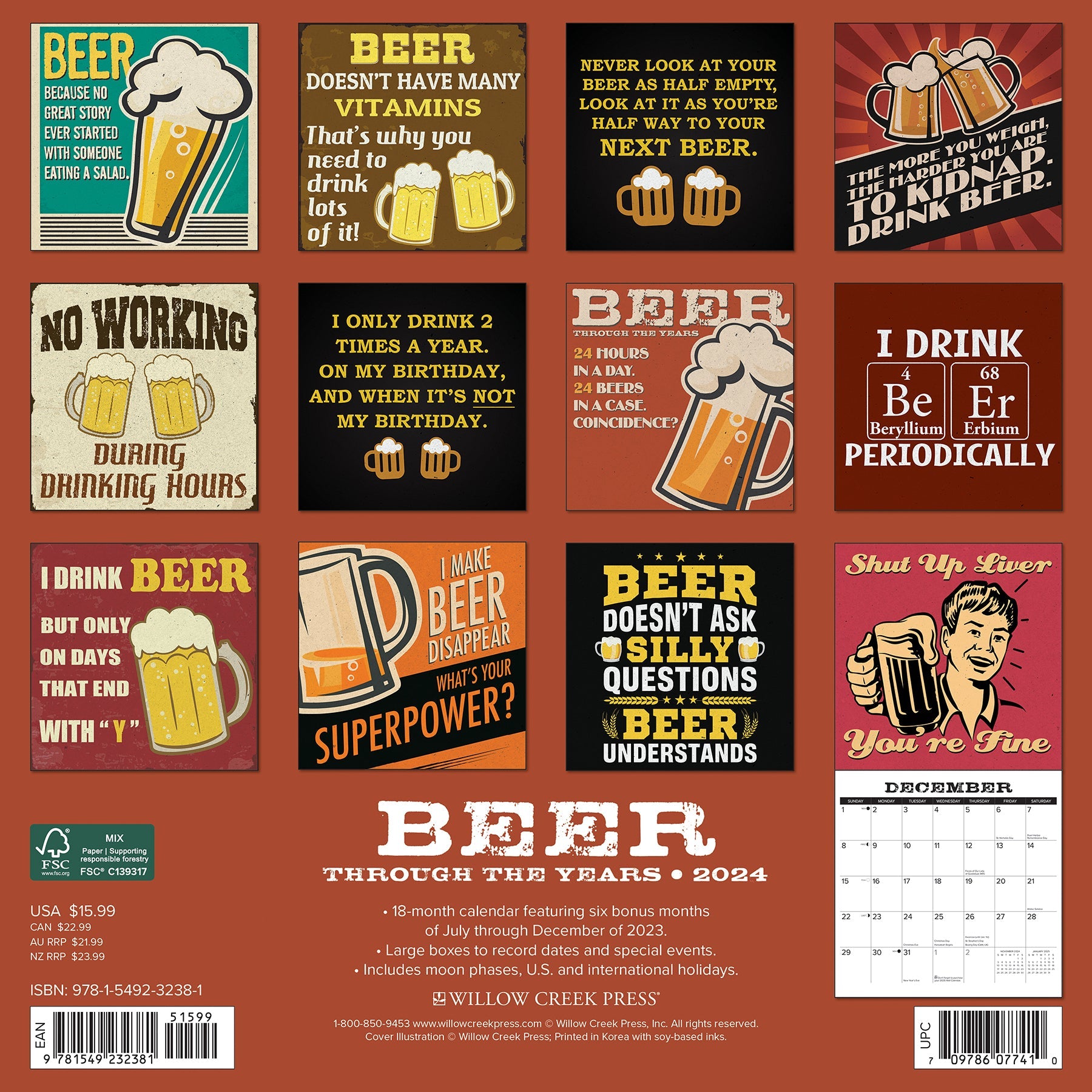 2024 Beer - Through the Years - Wall Calendar
