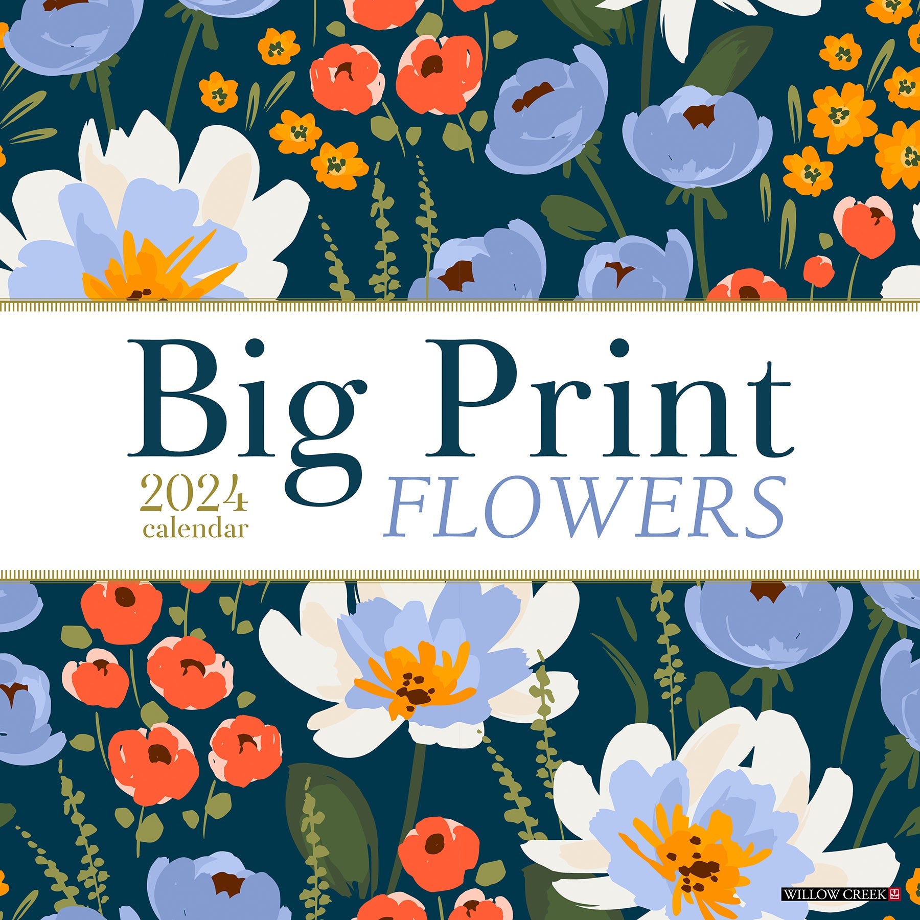 2024 Big Print Flowers - Wall Calendar