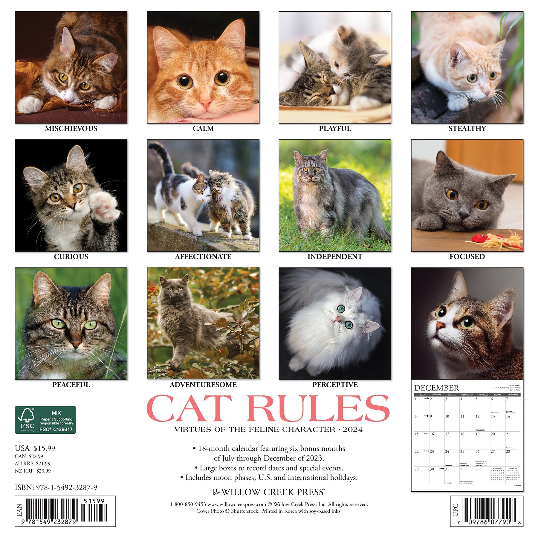 2024 Cat Rules - Wall Calendar