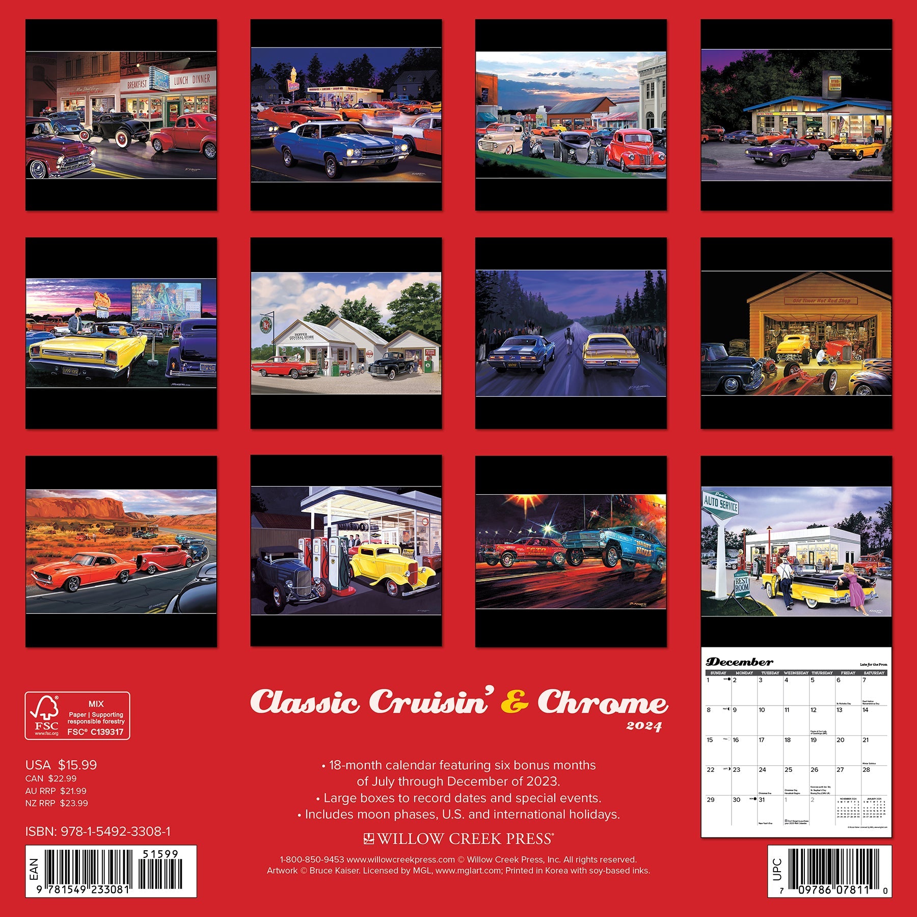 2024 Classic Cruisin' & Chrome - Wall Calendar