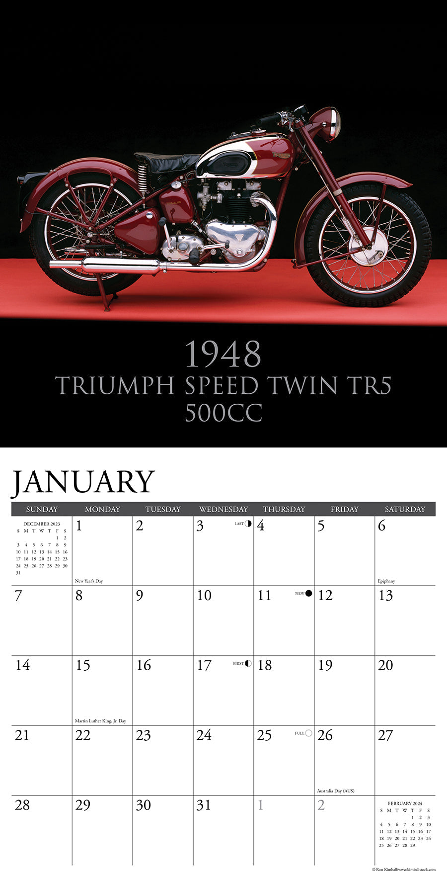 2024 Classic Motorcycles - Wall Calendar