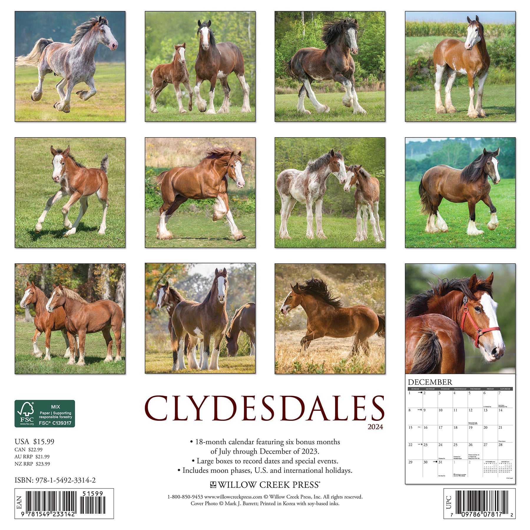 2024 Clydesdales - Wall Calendar