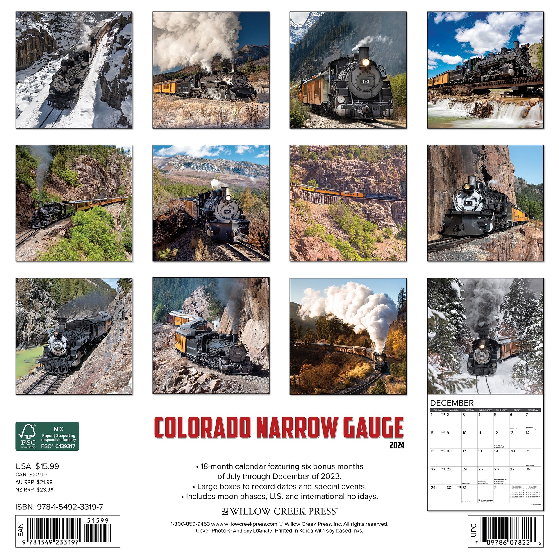 2024 Colorado Narrow Gauge Railroads - Wall Calendar