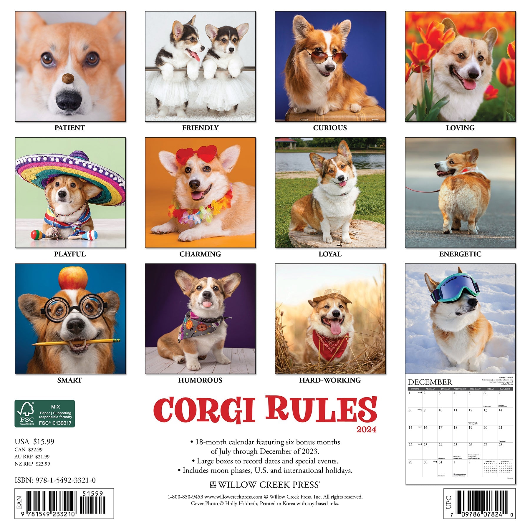 2024 Corgi Rules - Wall Calendar