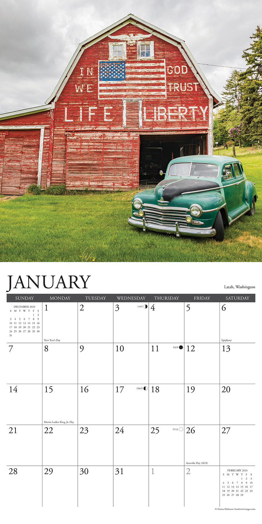 2024 Farms & Barns - Wall Calendar