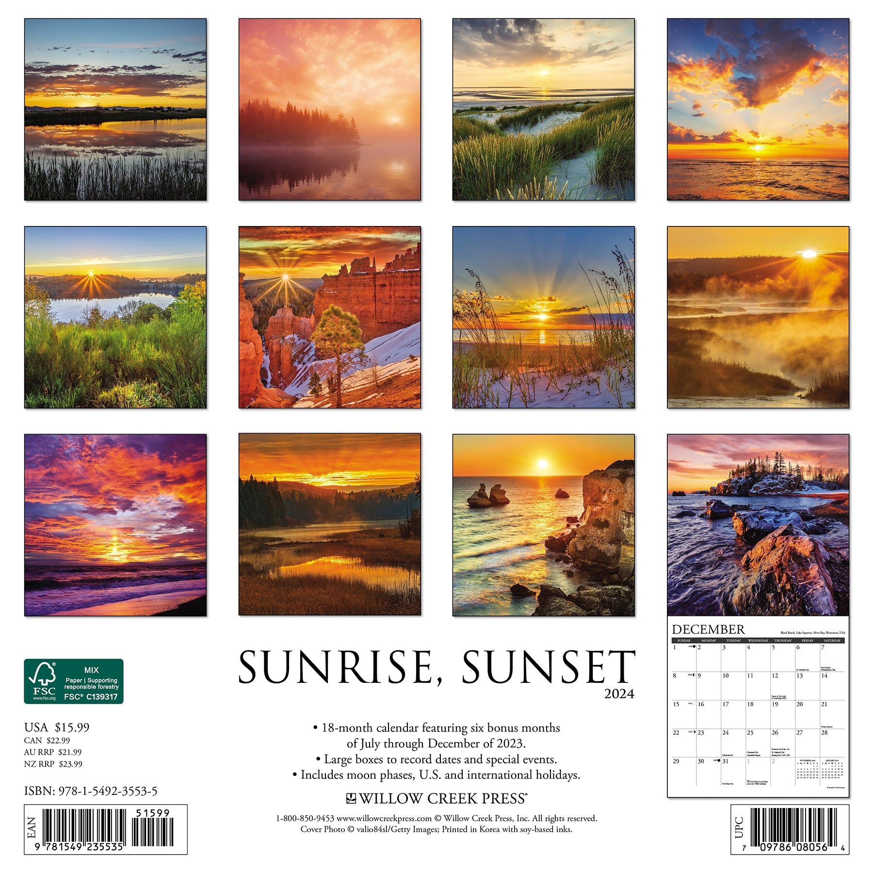 2024 Sunrise, Sunset - Wall Calendar