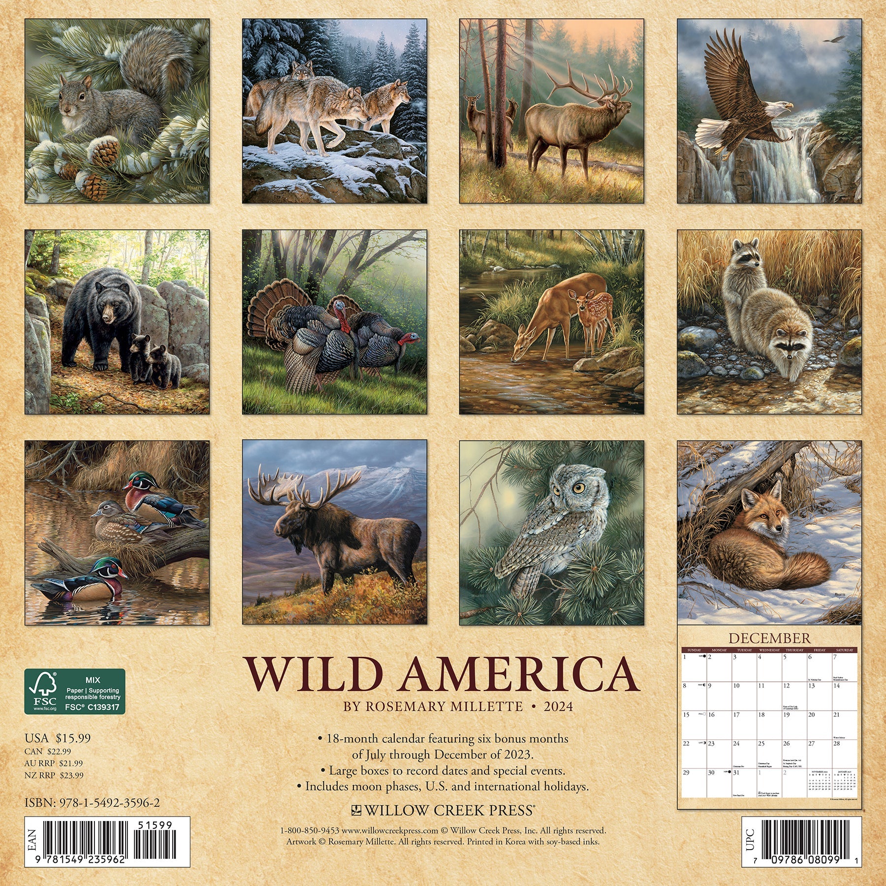 2024 Wild America - Wall Calendar
