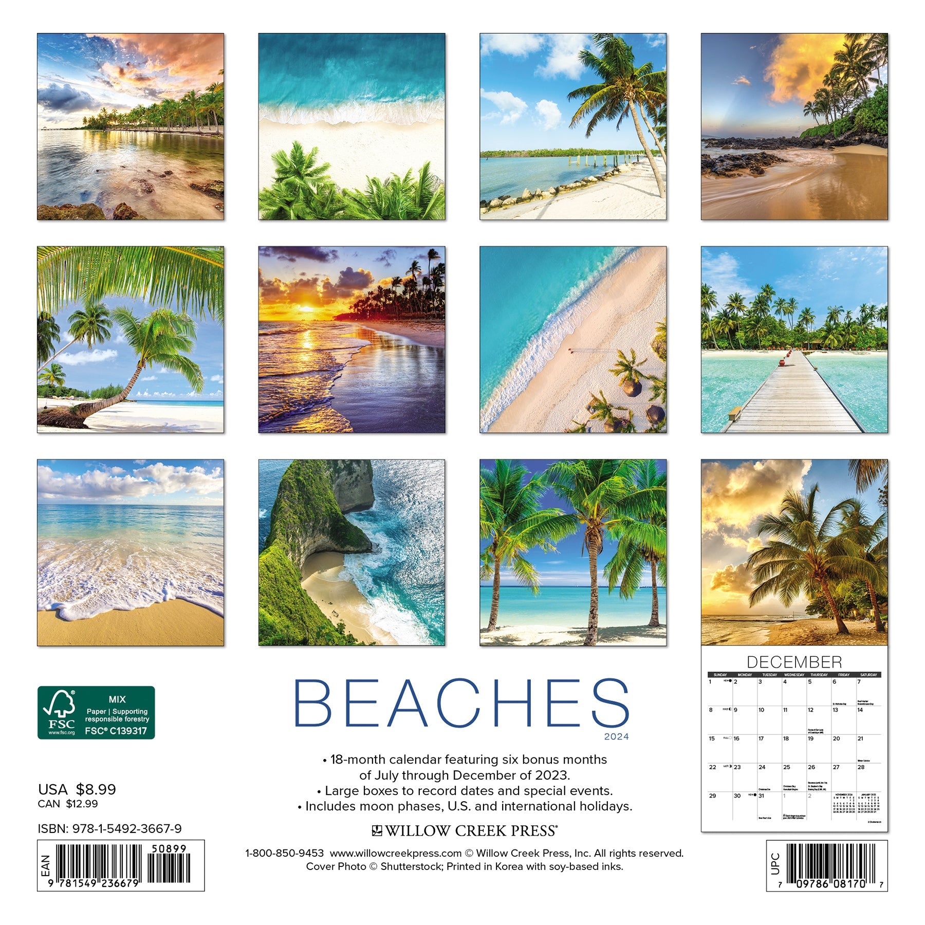 2024 Beaches - Mini Wall Calendar