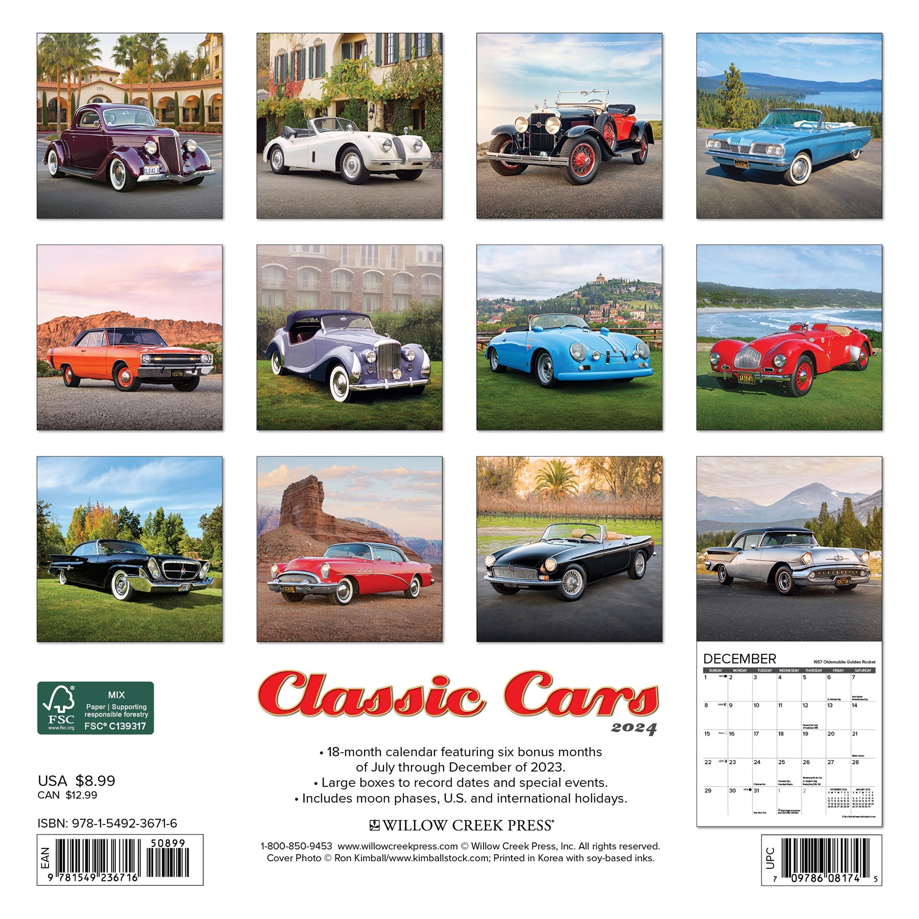 2024 Classic Cars - Mini Wall Calendar