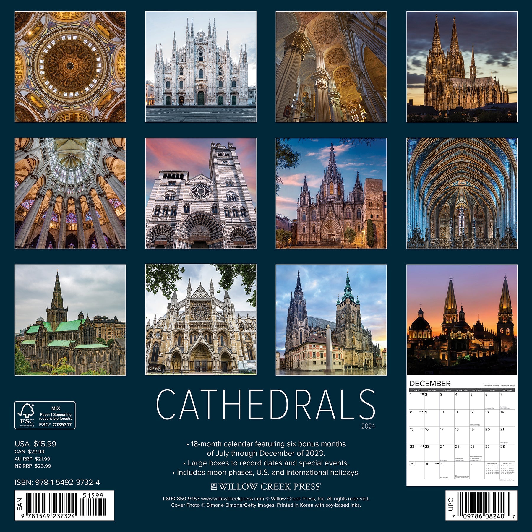 2024 Cathedrals - Wall Calendar
