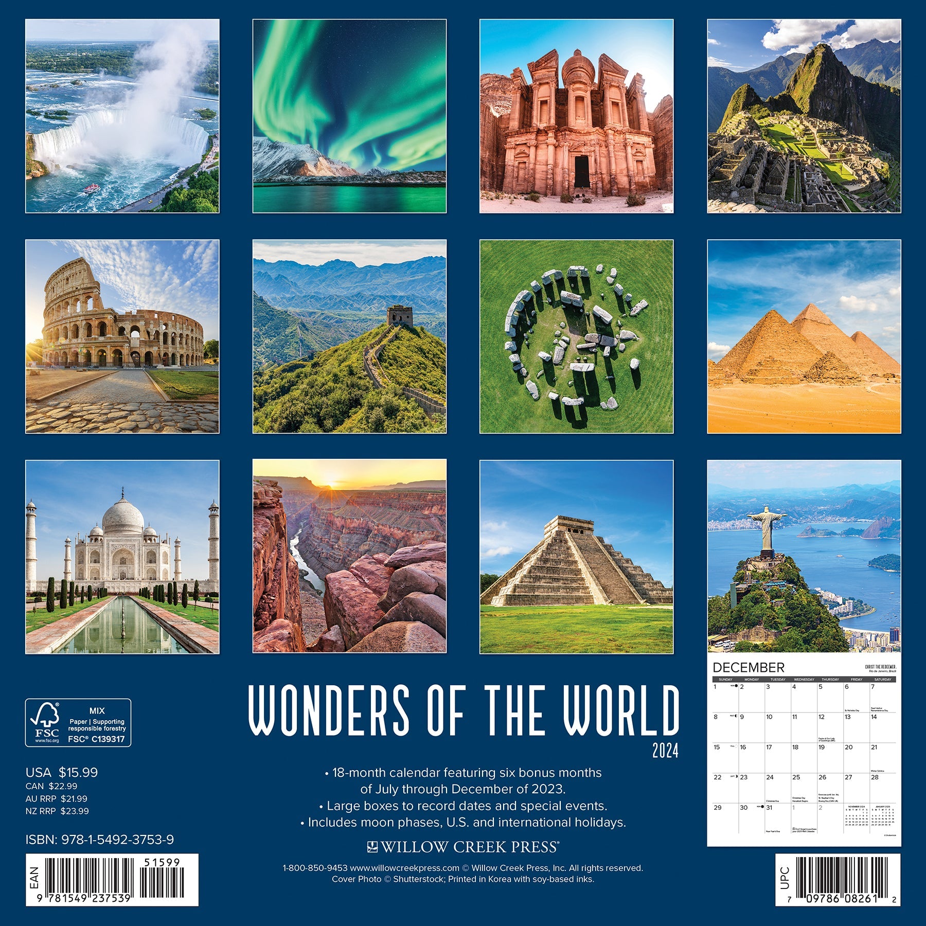 2024 Wonders of the World - Wall Calendar