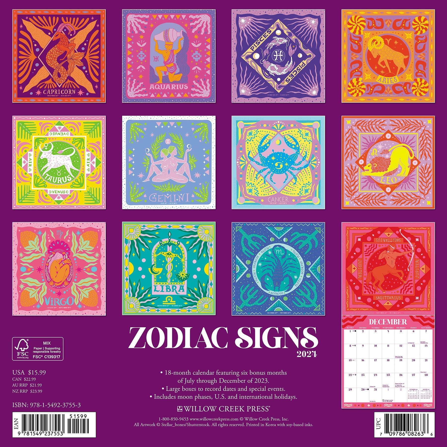 2024 Zodiac Signs - Wall Calendar