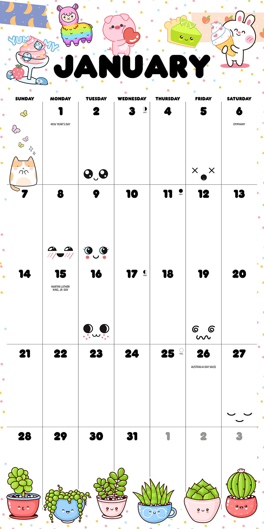 2024 Kawaii - Wall Calendar