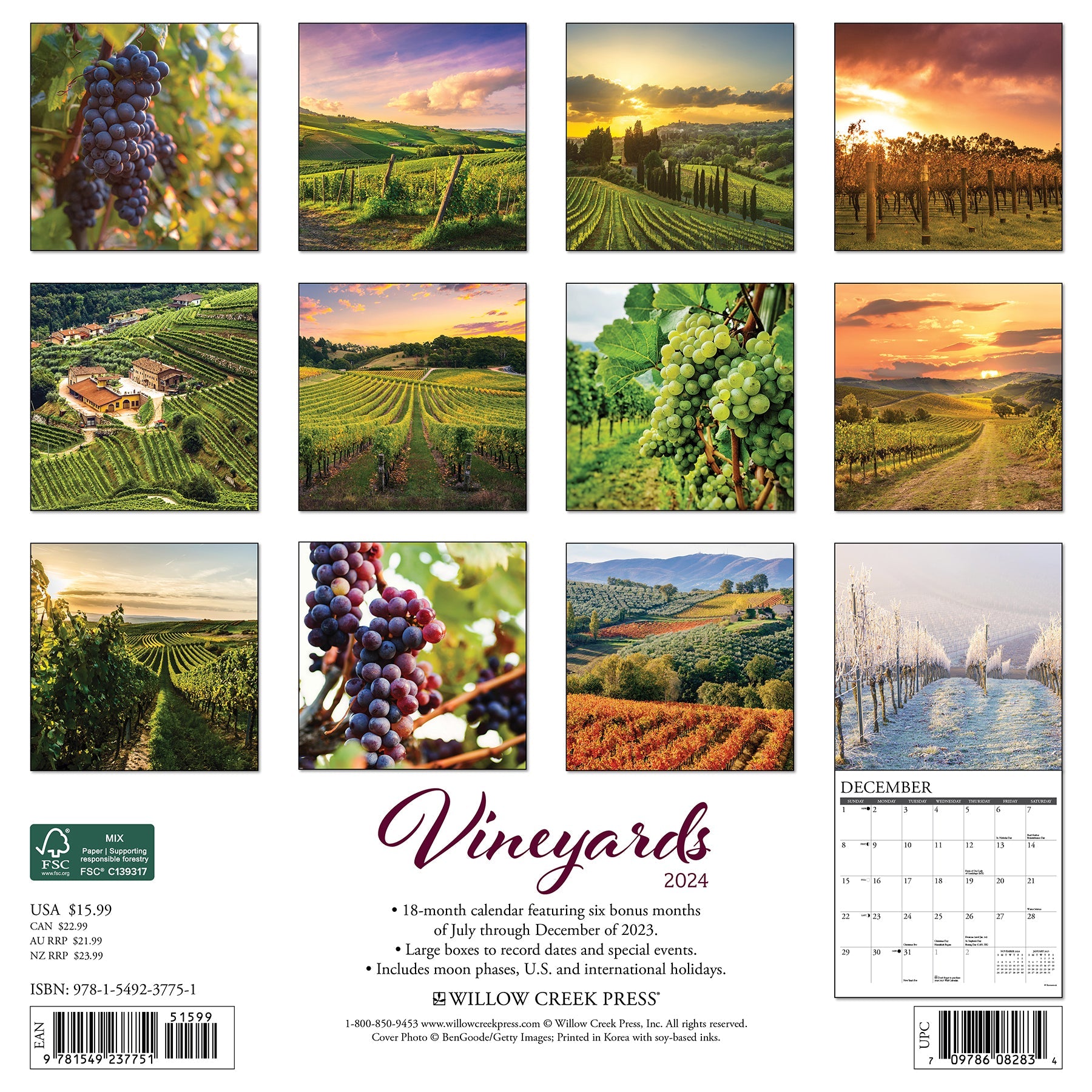 2024 Vineyards - Wall Calendar