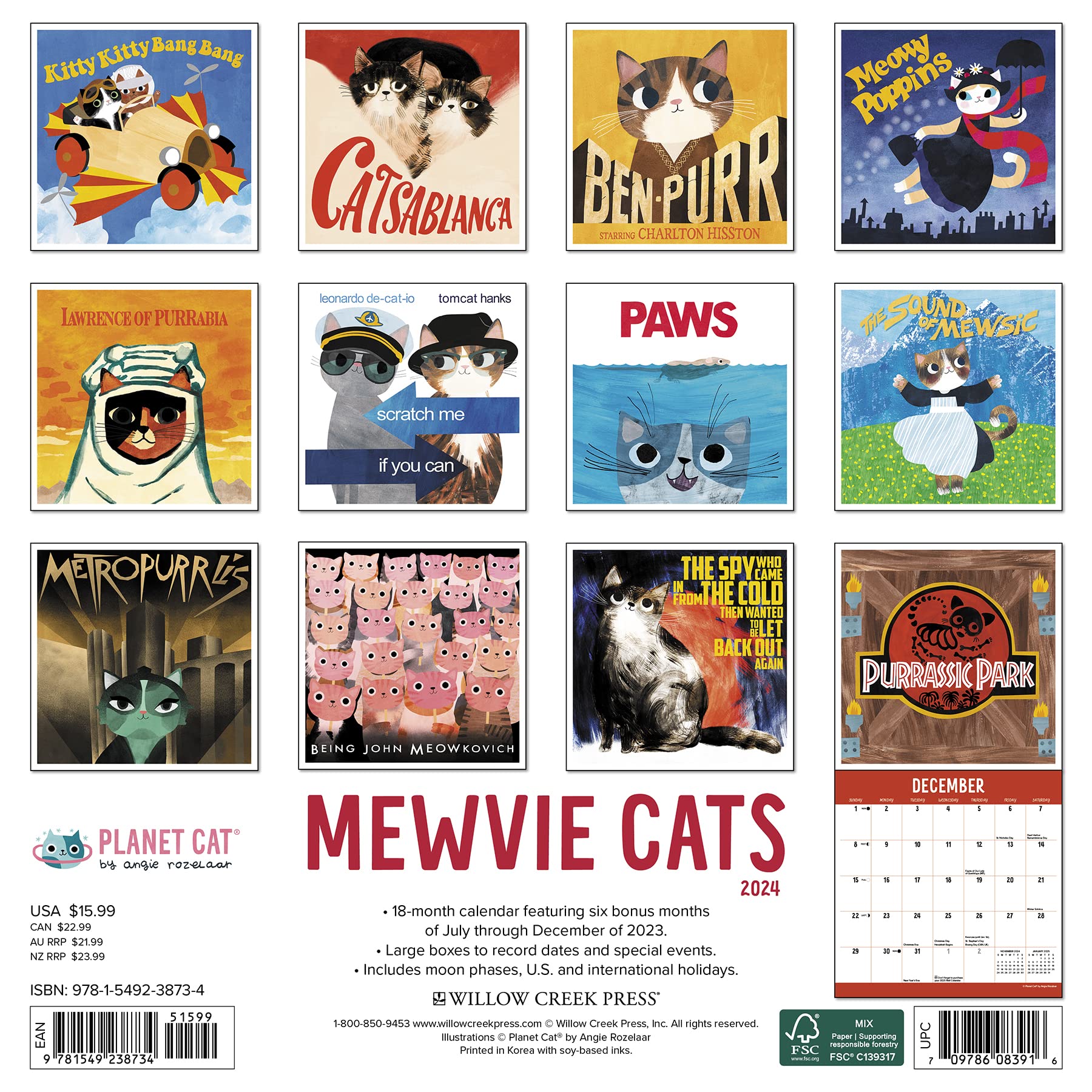2024 Mewvie Cats - Wall Calendar